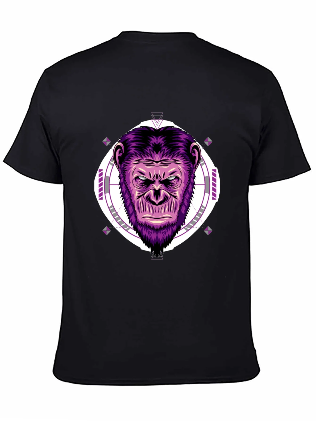 Camiseta Hombre Negra con Estampado de Gorila P¨²rpura