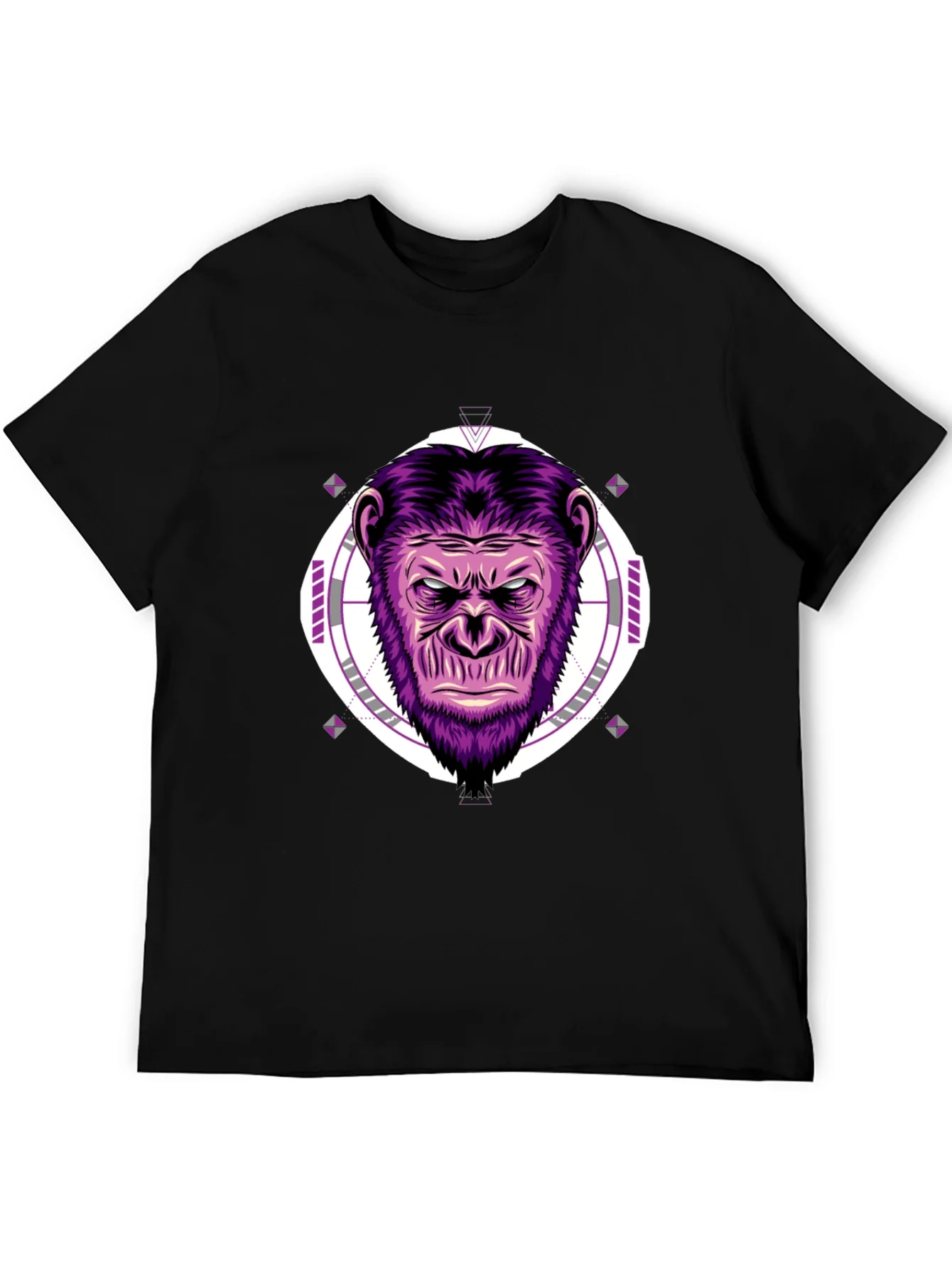 Camiseta Hombre Negra con Estampado de Gorila P¨²rpura