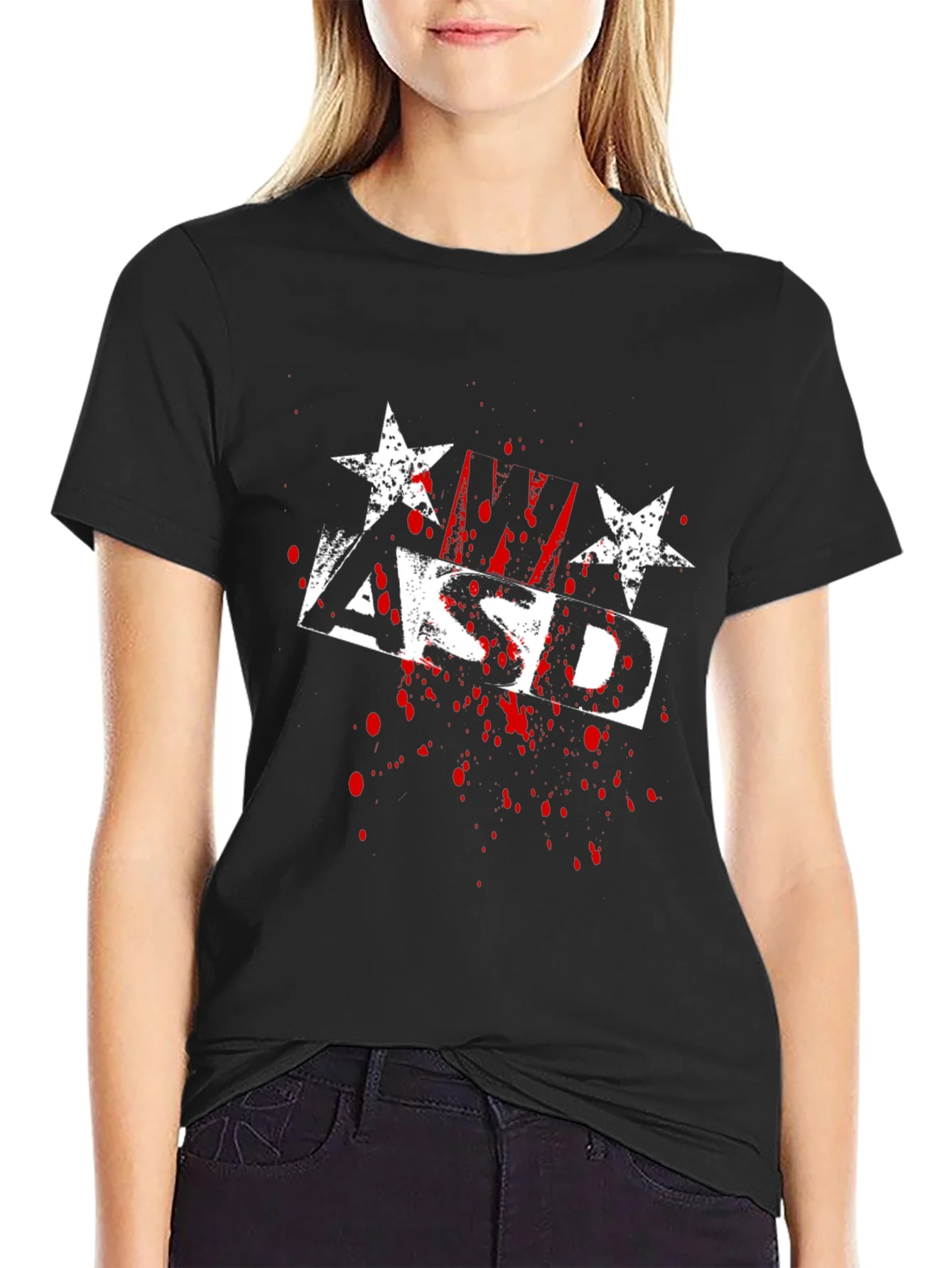 Camiseta Negra ASD Estrellas Estilo Grunge