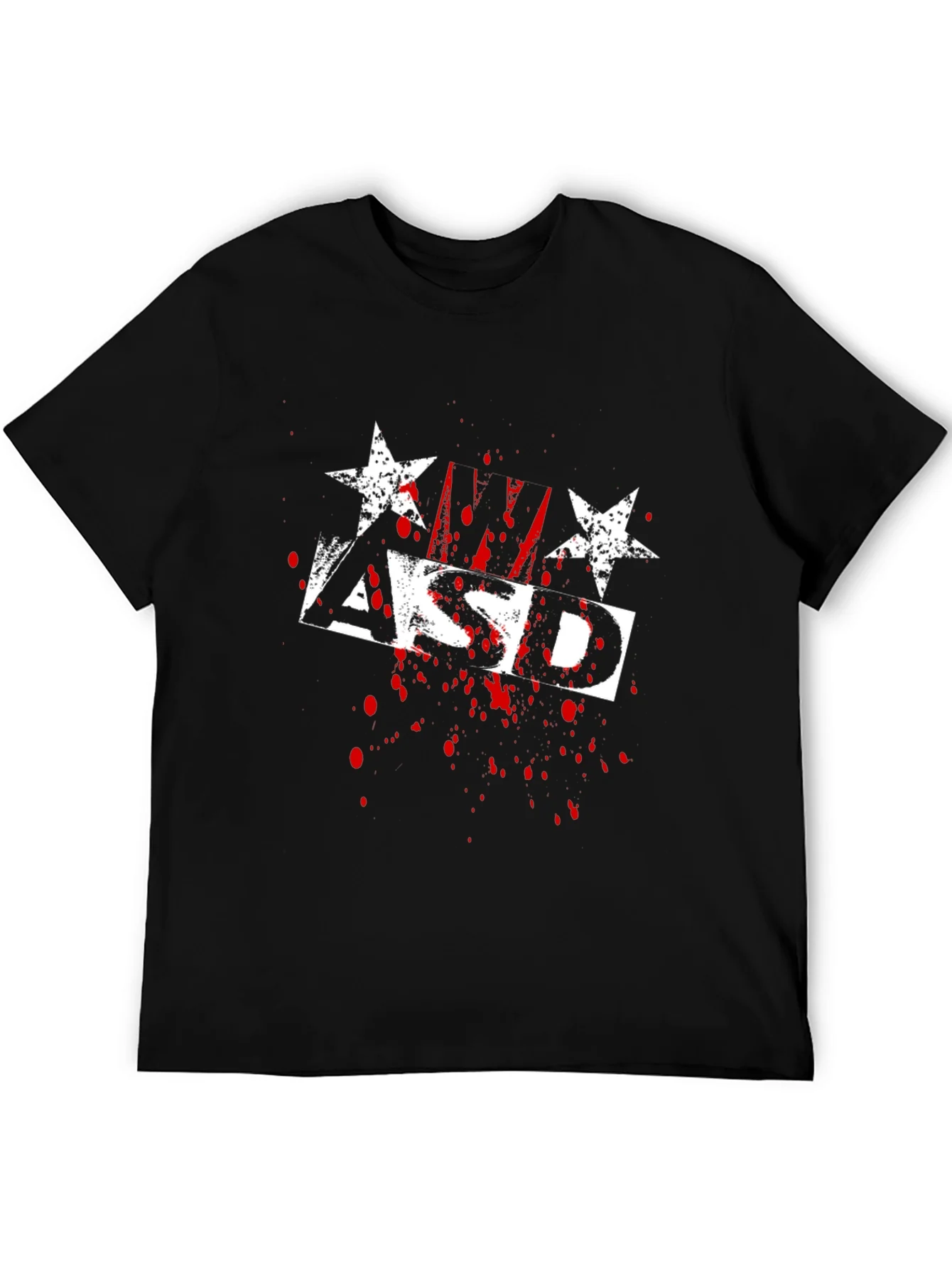 Camiseta Negra ASD Estrellas Estilo Grunge