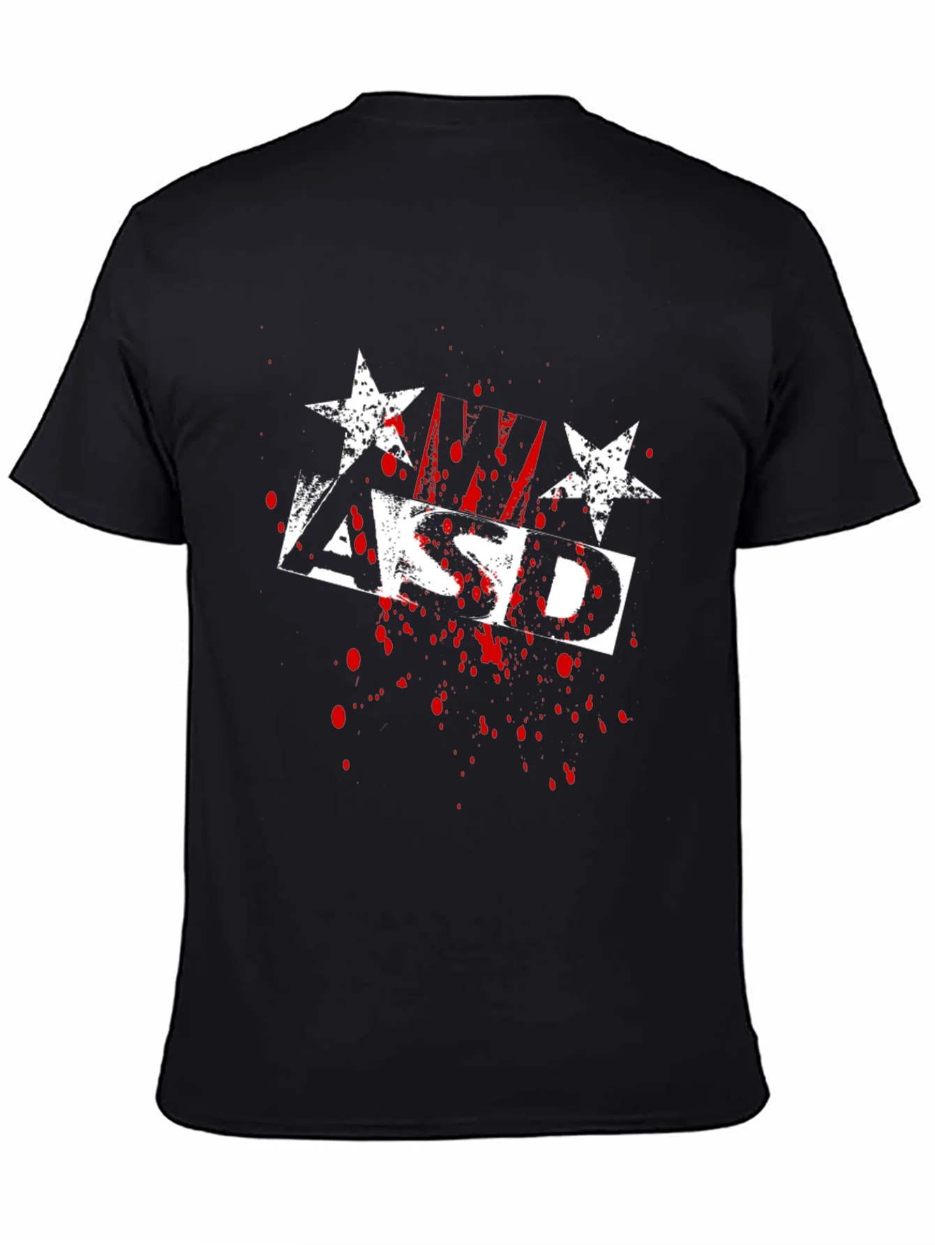 Camiseta Negra ASD Estrellas Estilo Grunge