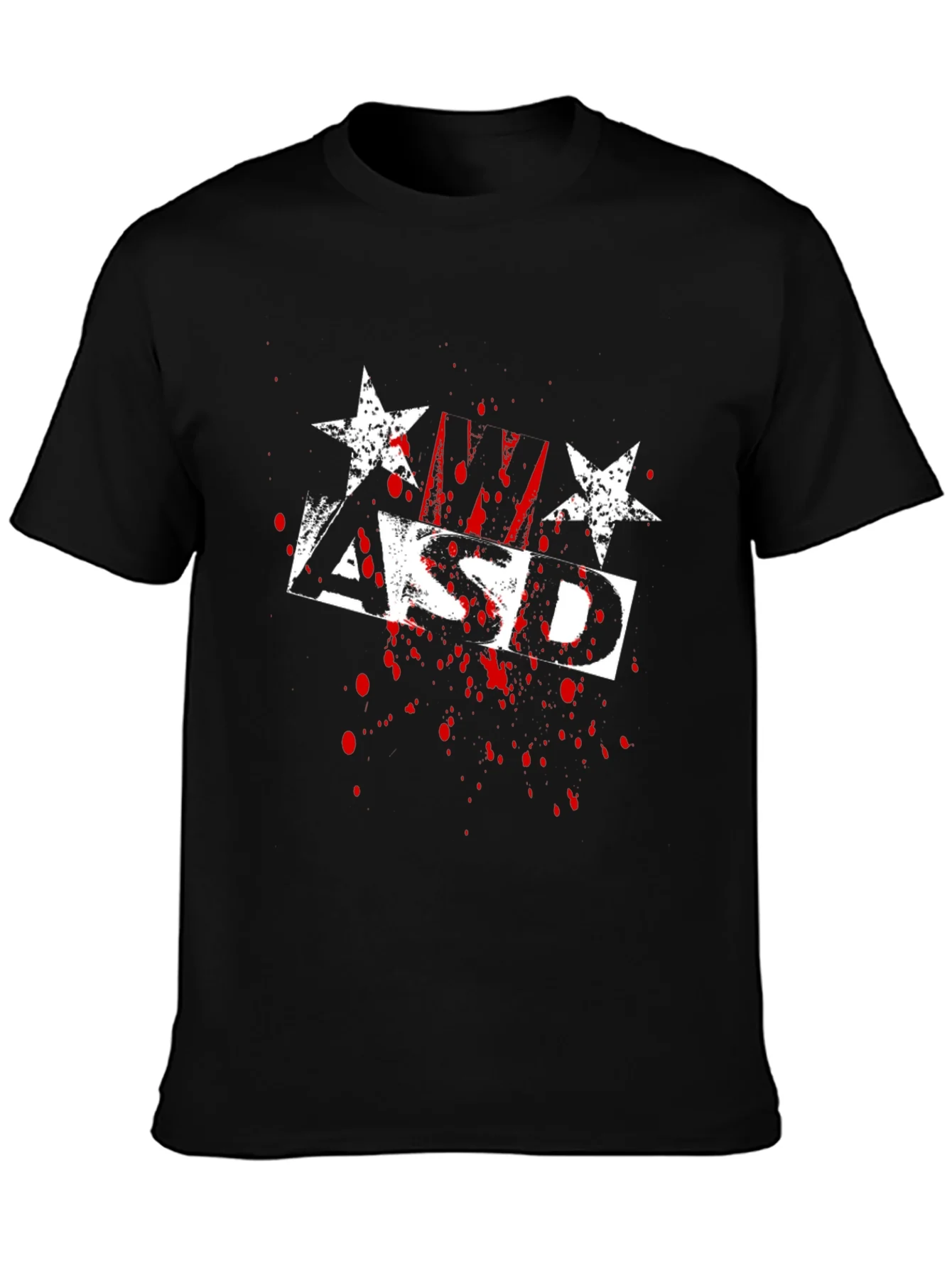 Camiseta Negra ASD Estrellas Estilo Grunge