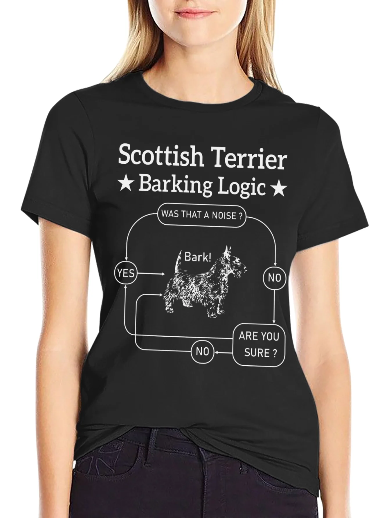 Rebbecca Scottish Terrier Barking Logic T-Shirt