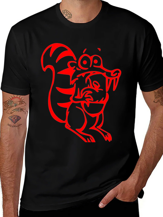 Rebbecca Cartoon Squirrel Graphic Tee - Black
