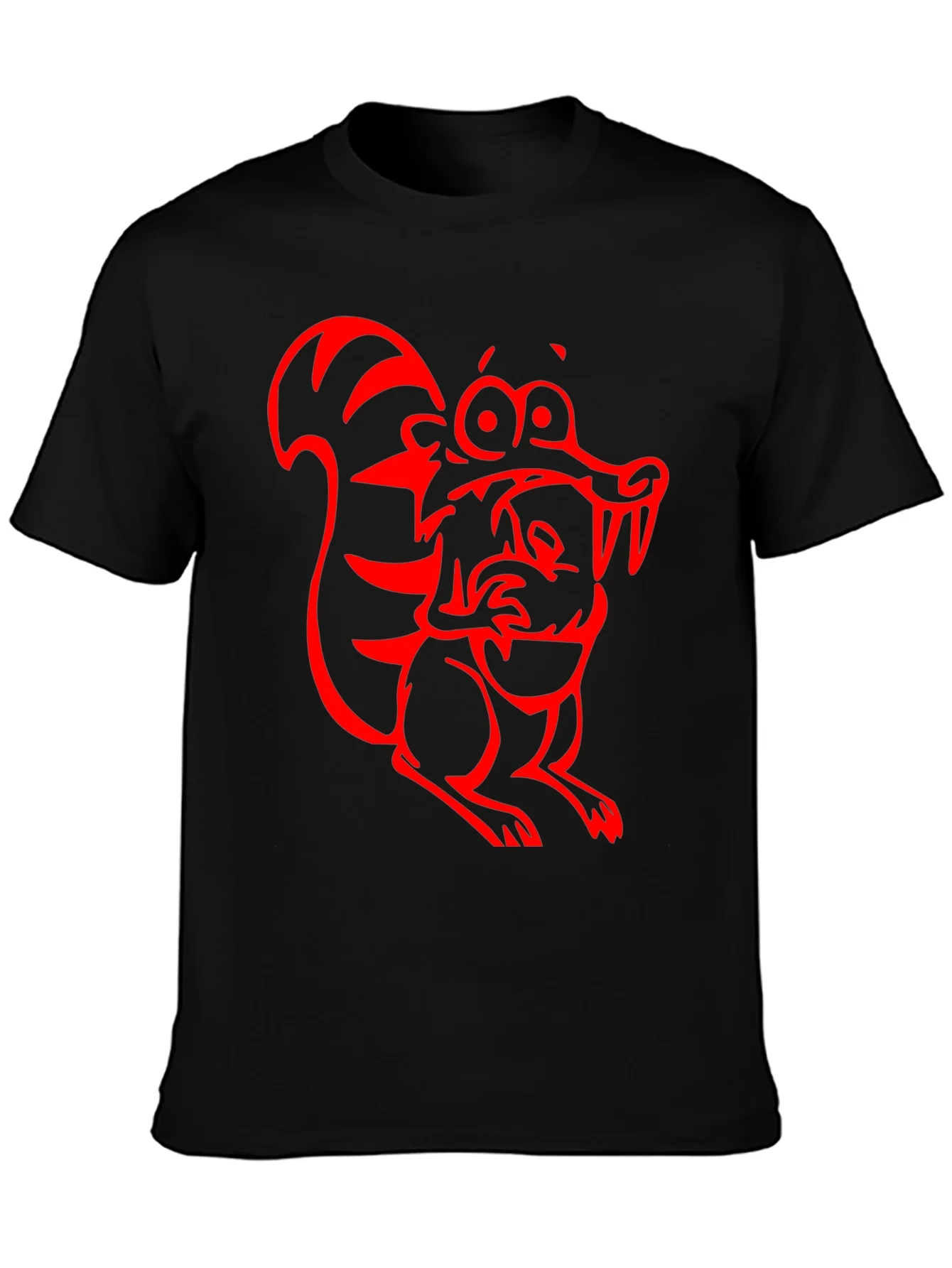 Rebbecca Cartoon Squirrel Graphic Tee - Black