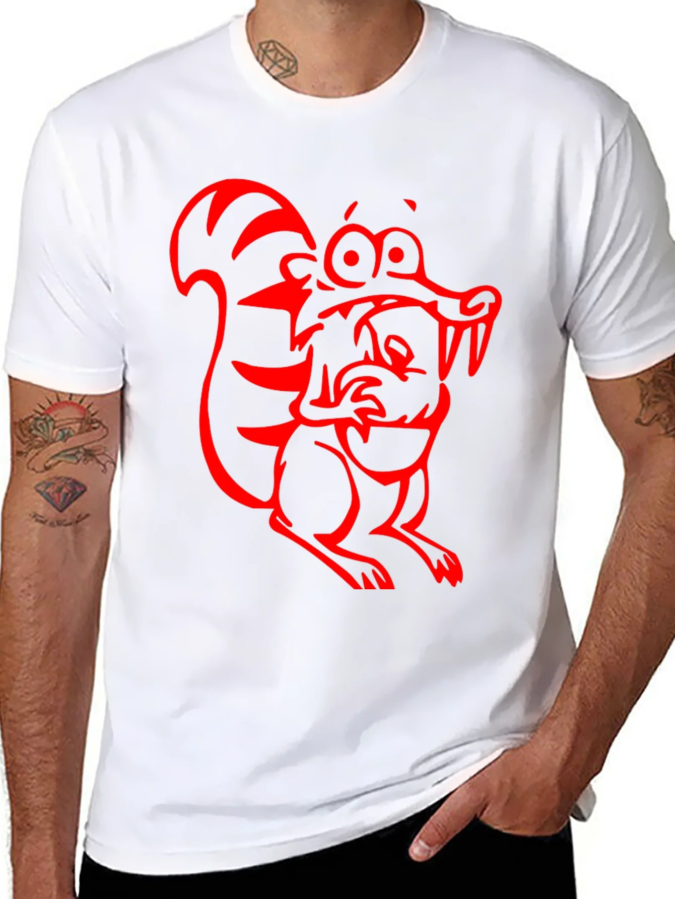 Rebbecca Cartoon Squirrel Graphic Tee - Black
