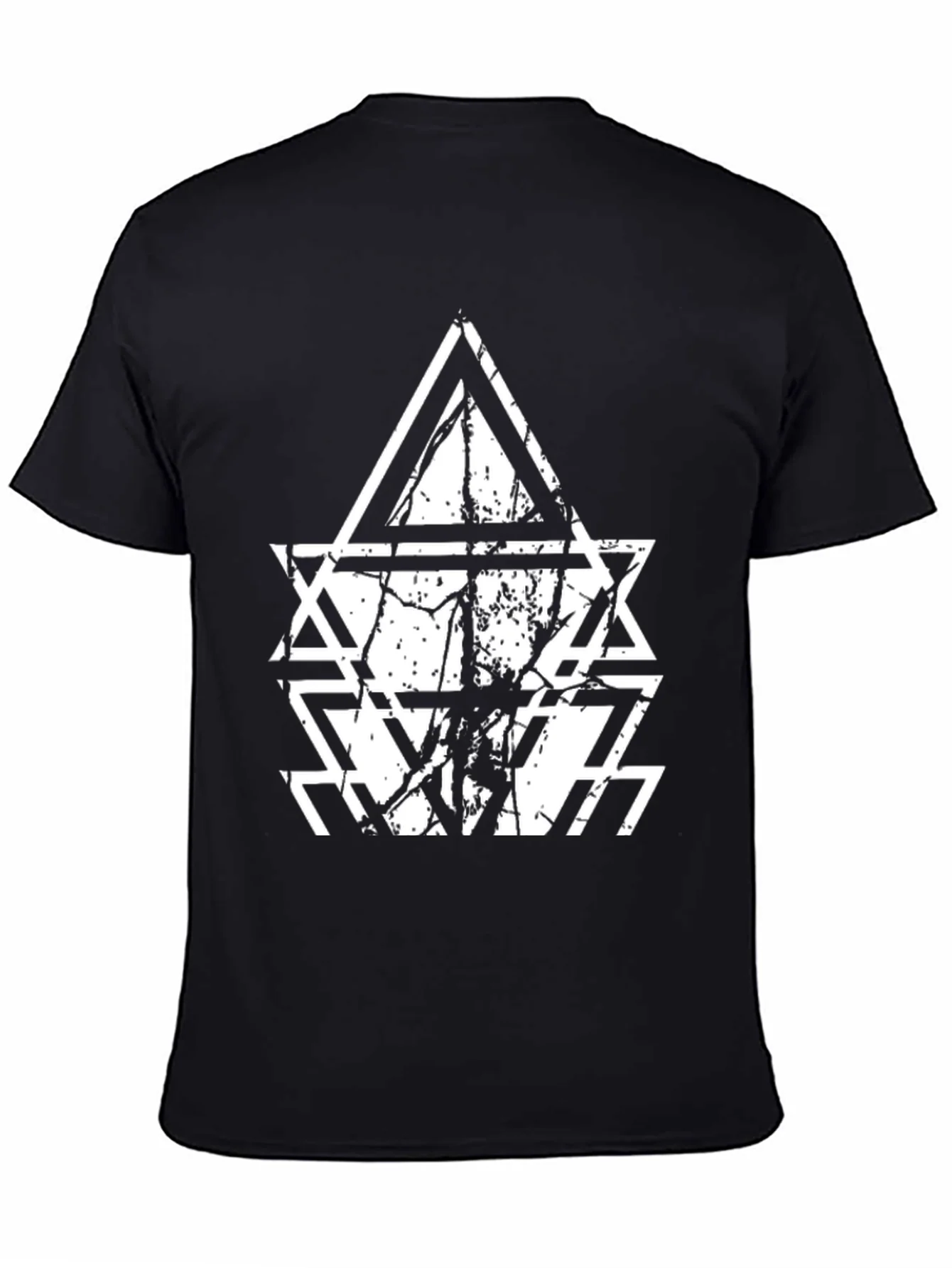 Camiseta Negra con Dise?o Tri¨¢ngulos Abstractos