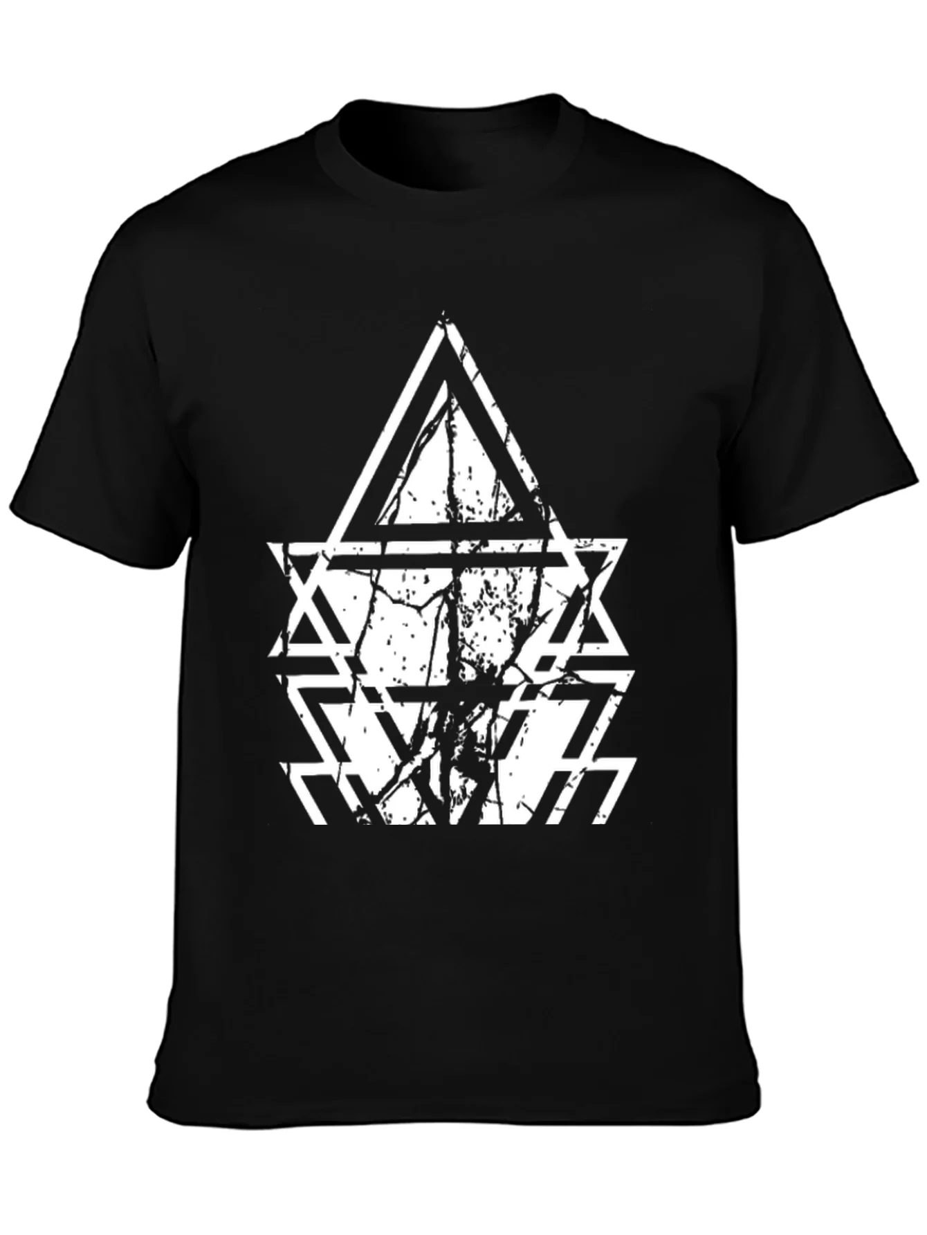 Camiseta Negra con Dise?o Tri¨¢ngulos Abstractos