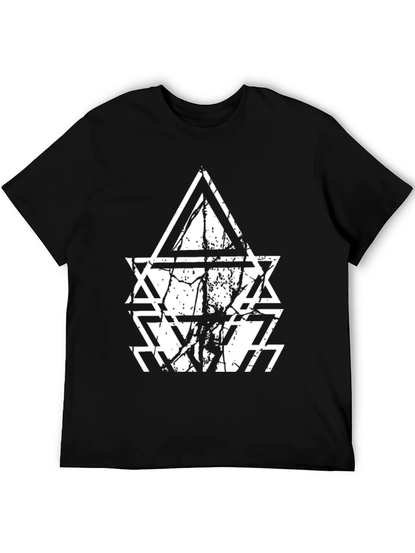 Camiseta Negra con Dise?o Tri¨¢ngulos Abstractos