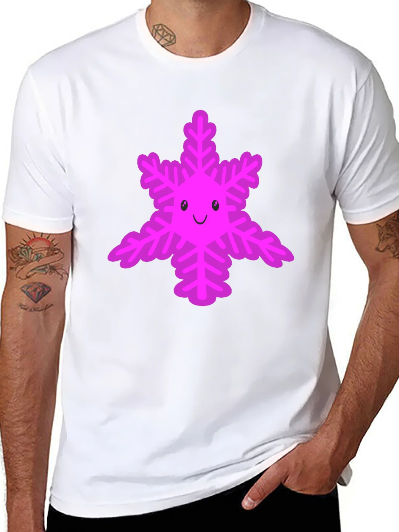 Rebbecca Cute Snowflake Graphic Tee - Black