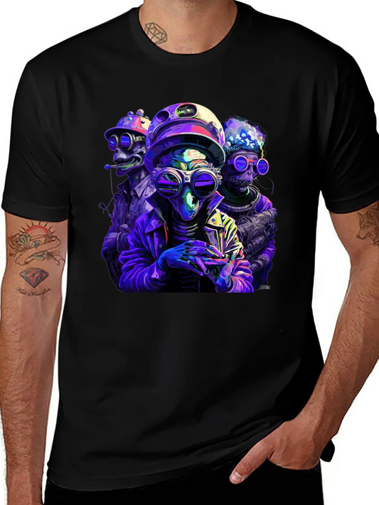 Rebbecca Retro Alien Crew Graphic Black T-Shirt