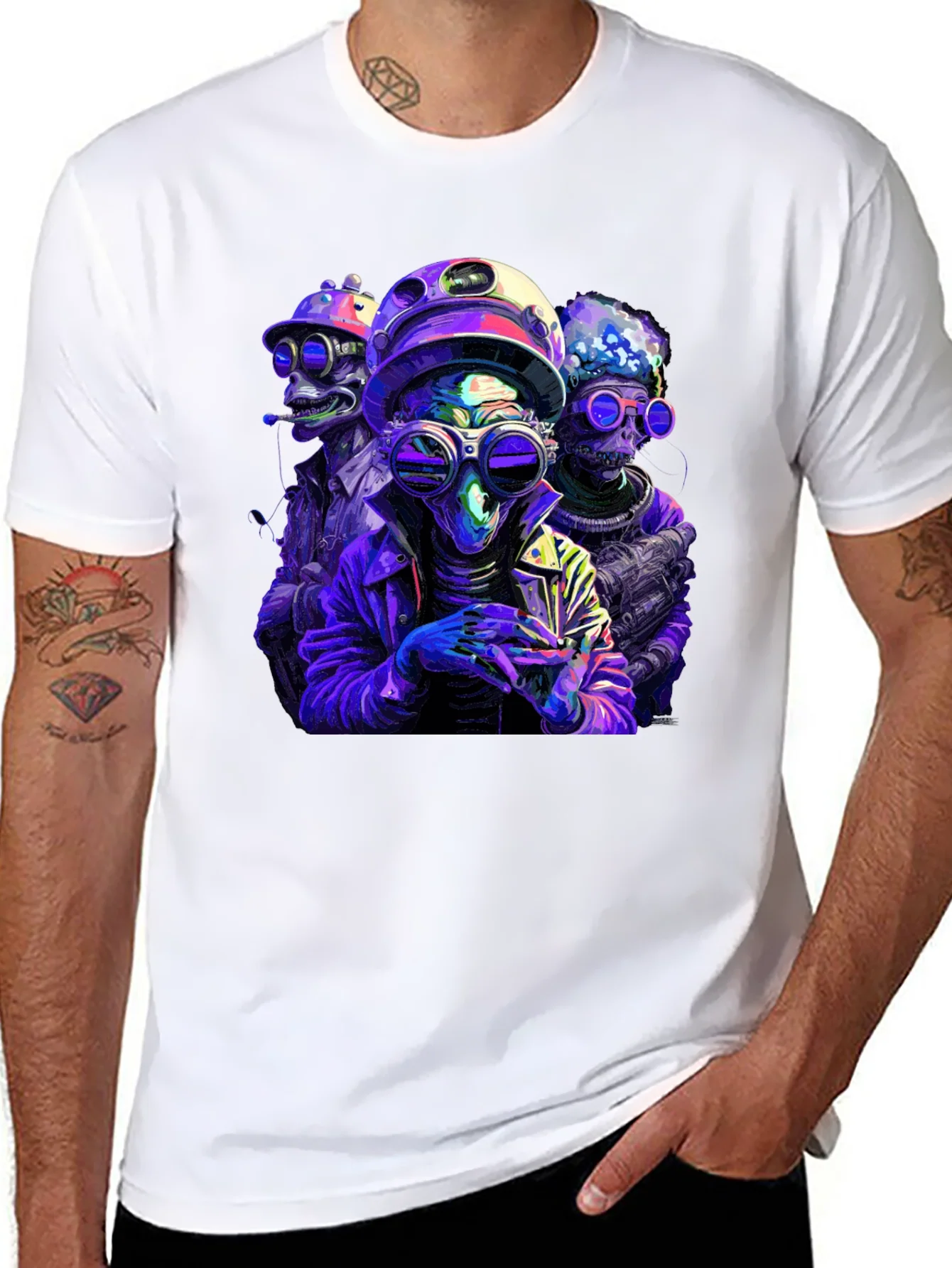 Rebbecca Retro Alien Crew Graphic Black T-Shirt