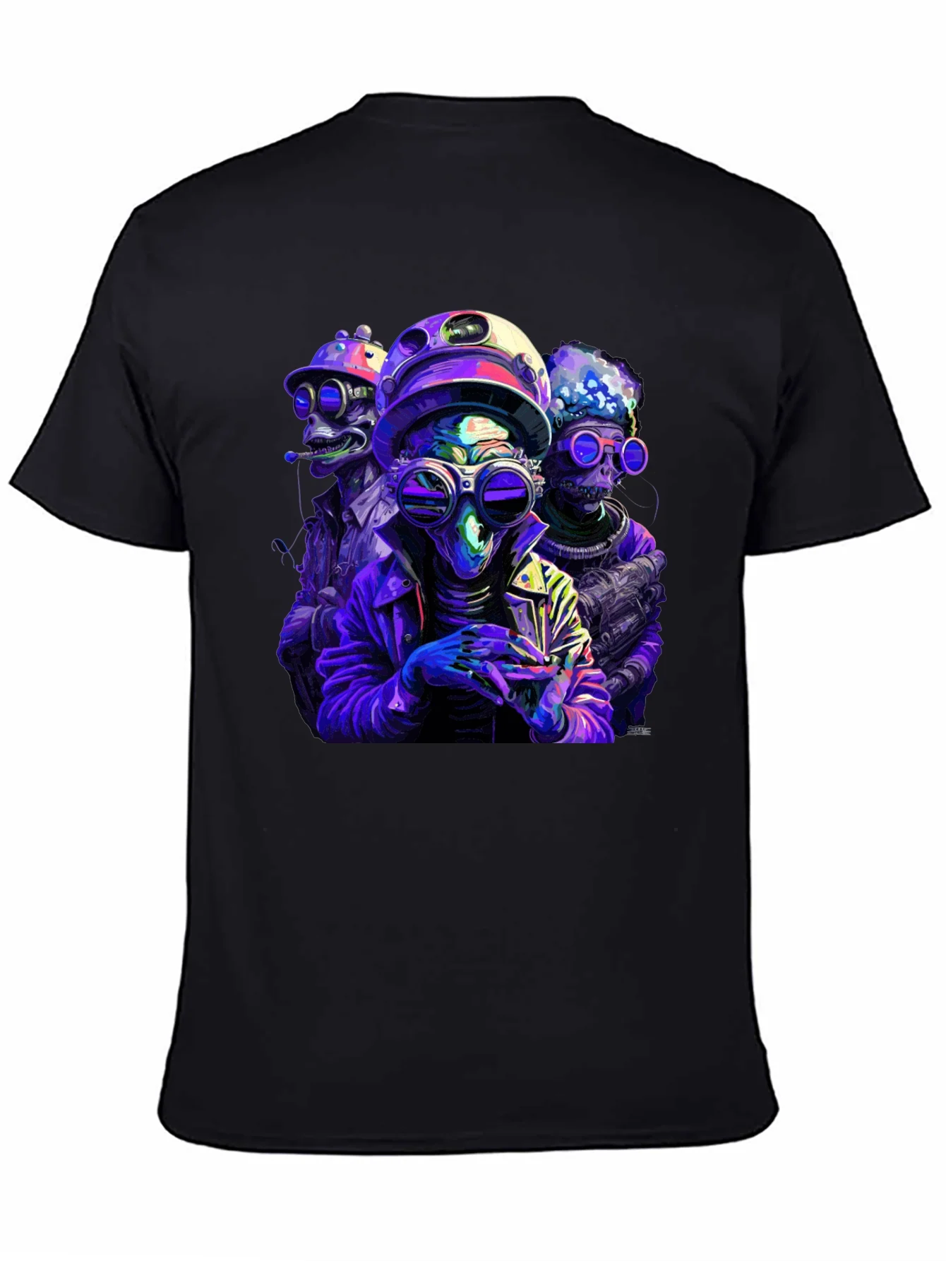 Rebbecca Retro Alien Crew Graphic Black T-Shirt