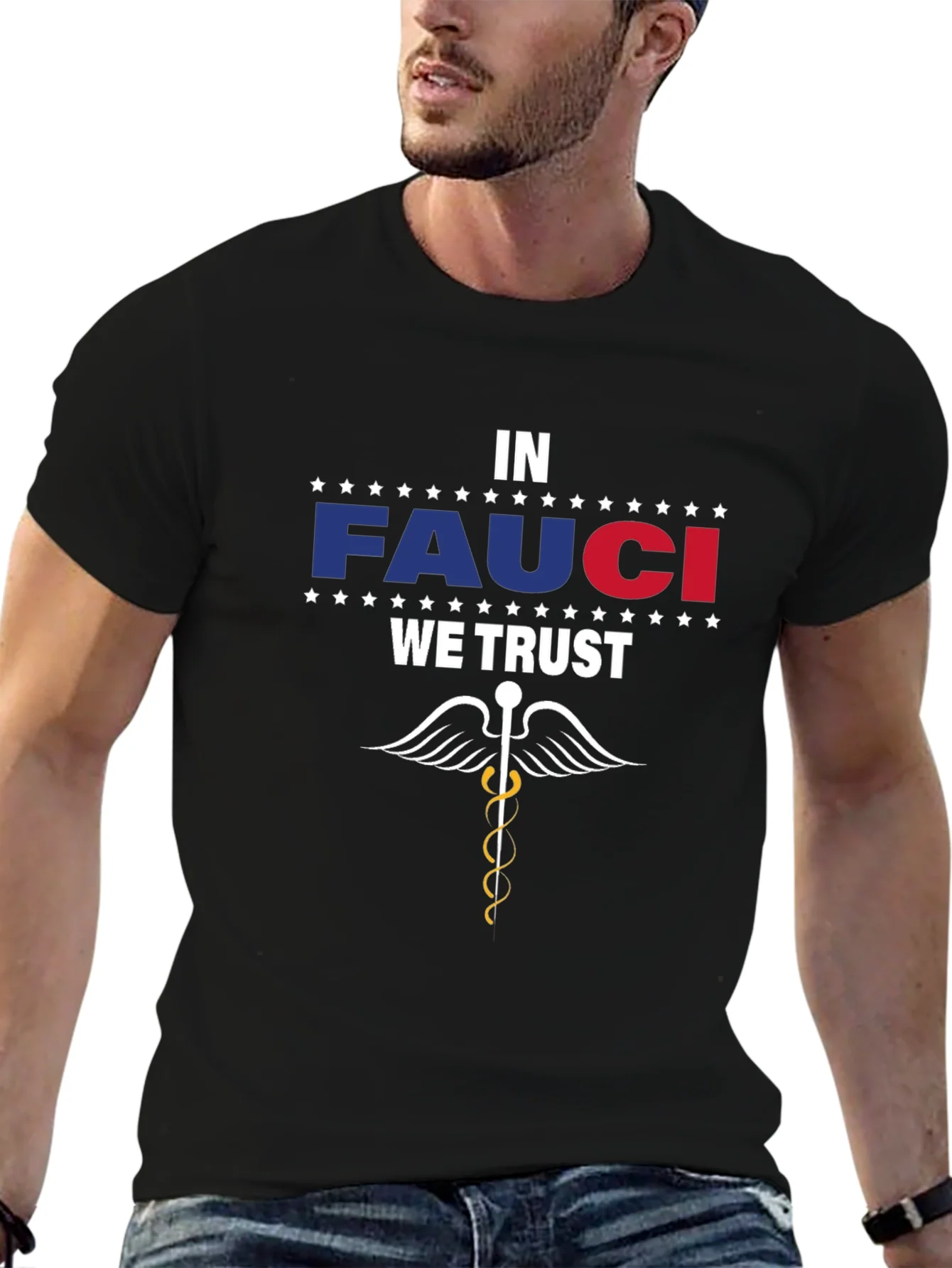 Camiseta Negra In Fauci We Trust