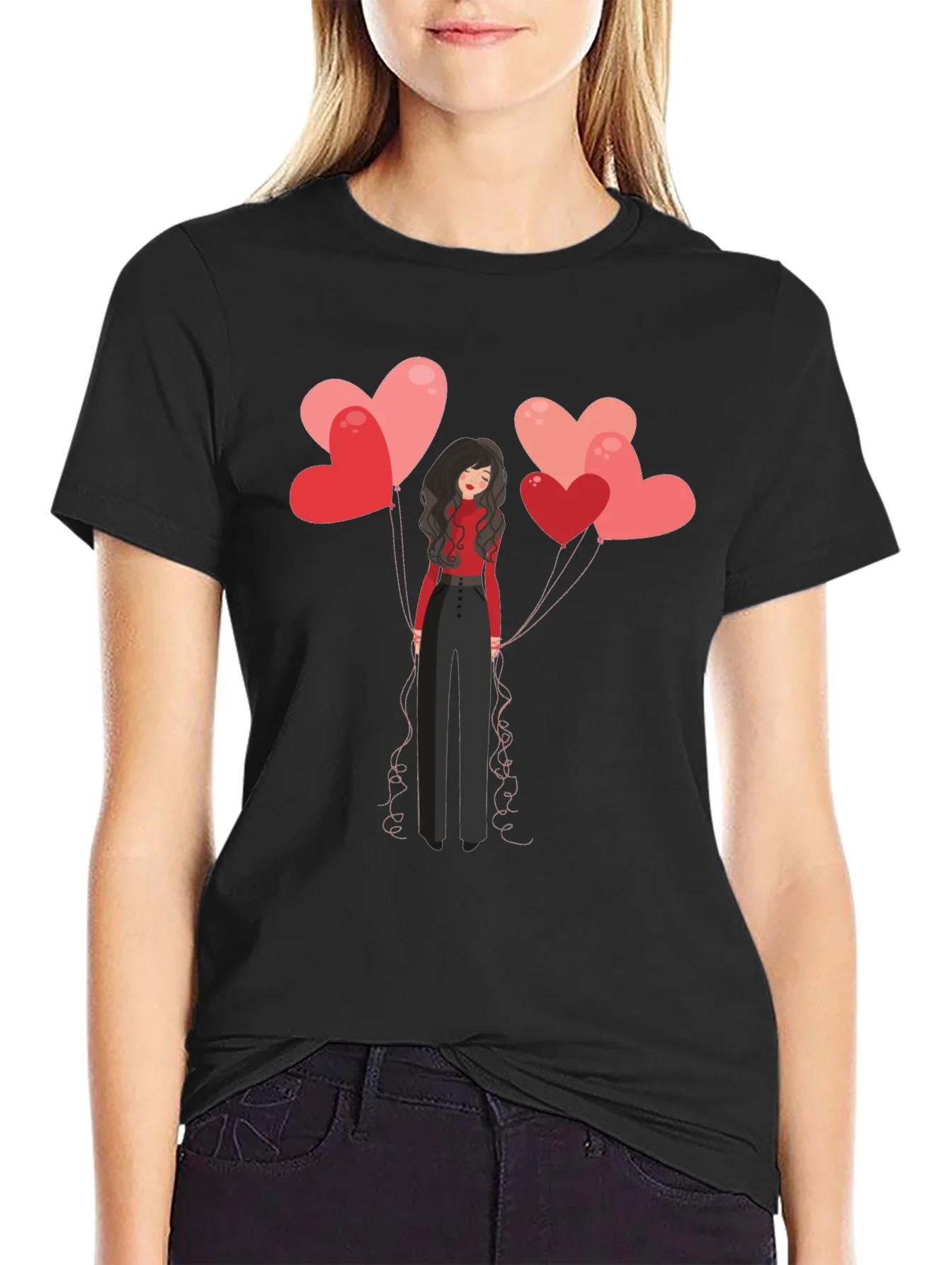 Rebbecca Heart Balloons Graphic Tee - Black