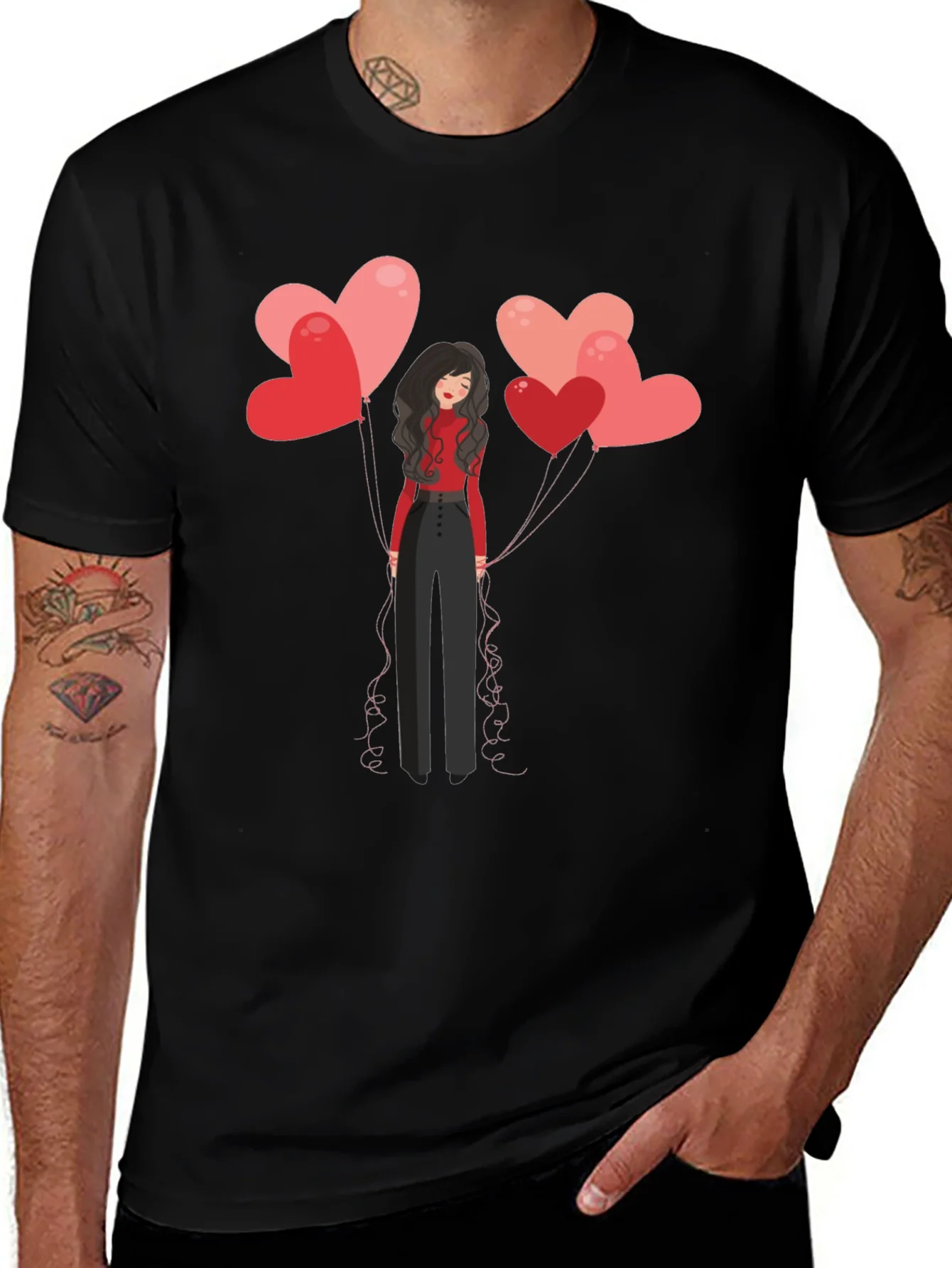 Rebbecca Heart Balloons Graphic Tee - Black