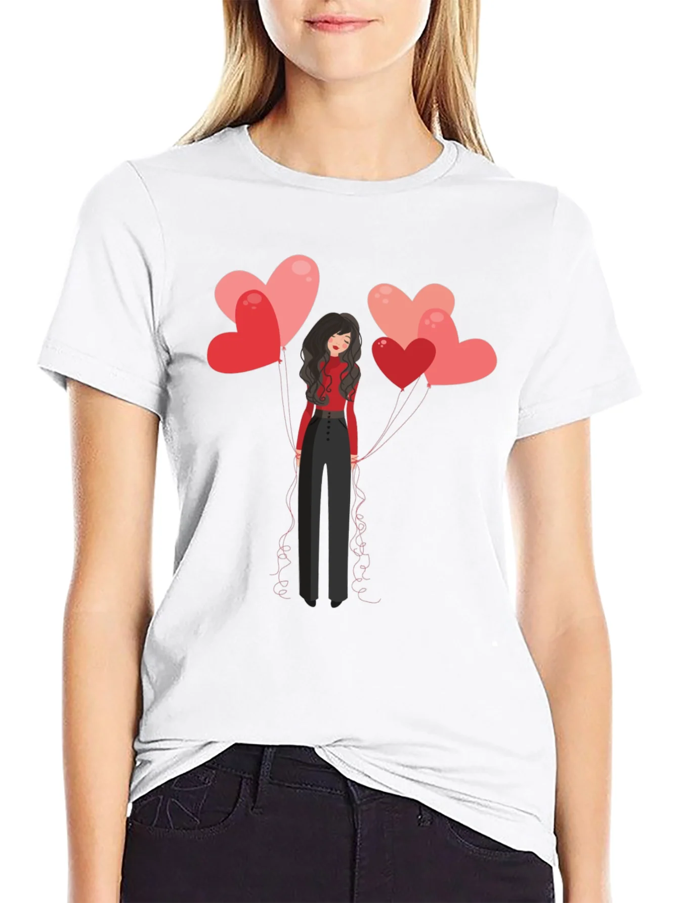 Rebbecca Heart Balloons Graphic Tee - Black