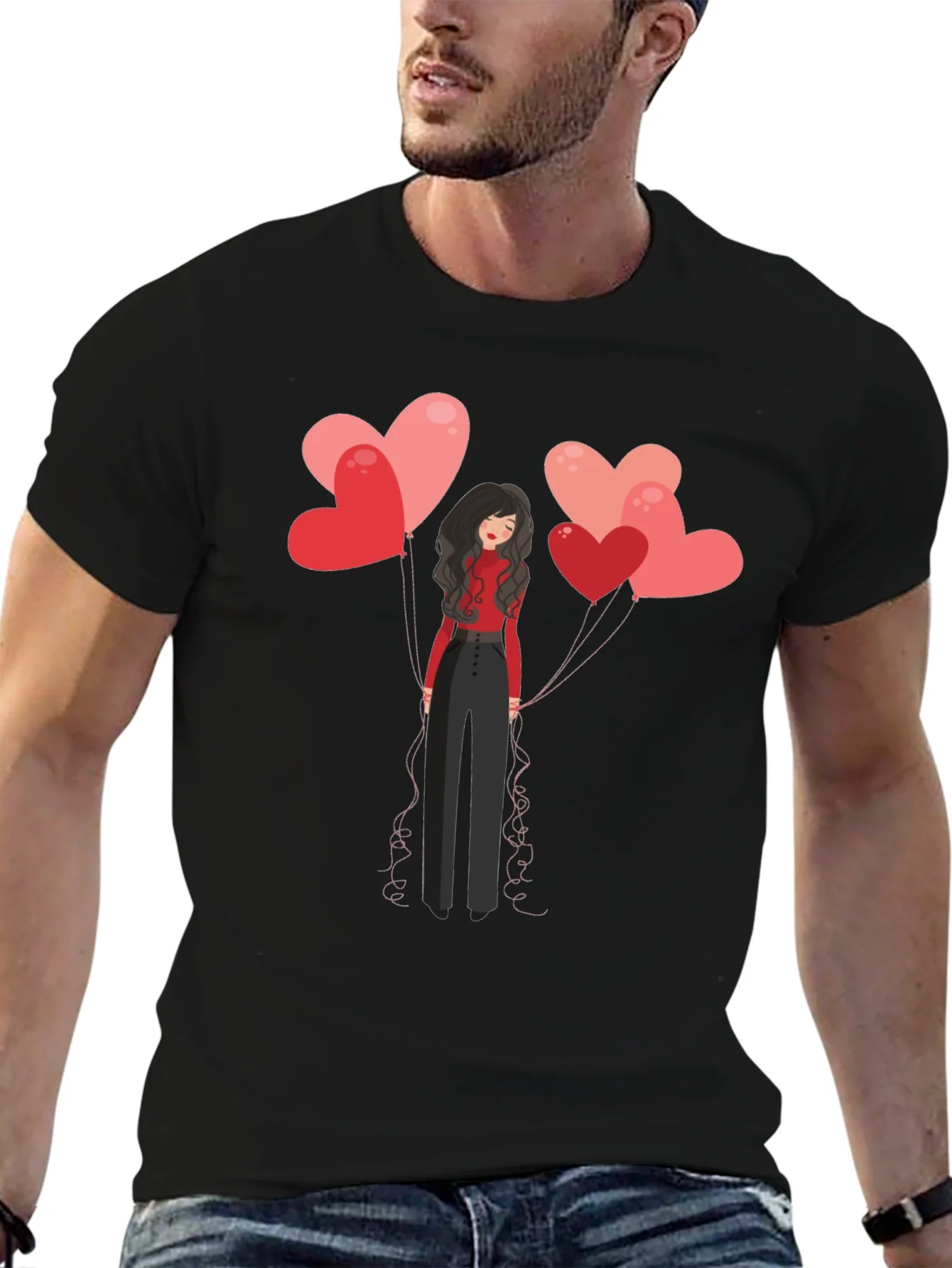 Rebbecca Heart Balloons Graphic Tee - Black
