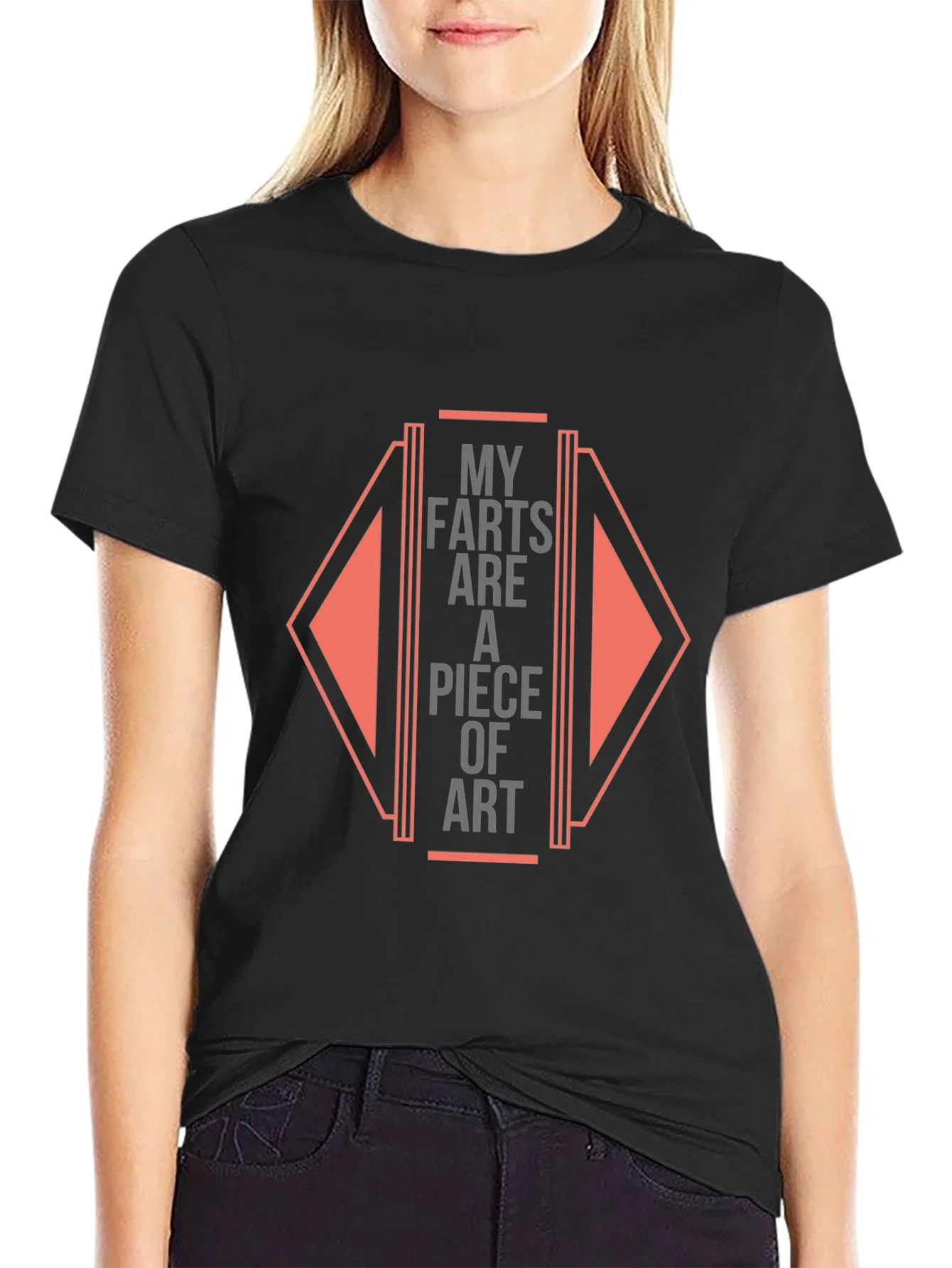 Rebbecca Funny Farts Art Graphic Black Tee
