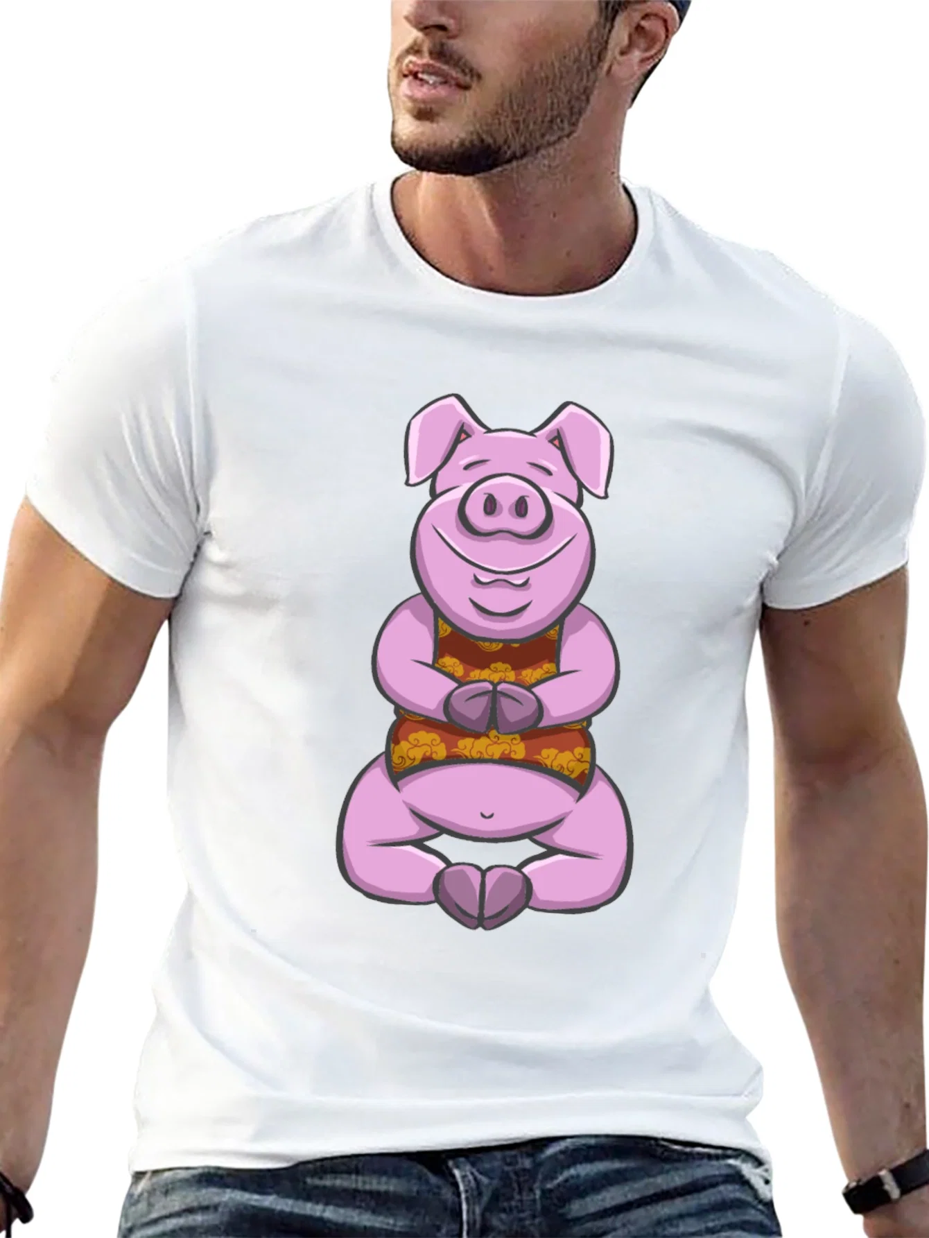 Rebbecca Meditating Pig T-Shirt - Zen Animal Design
