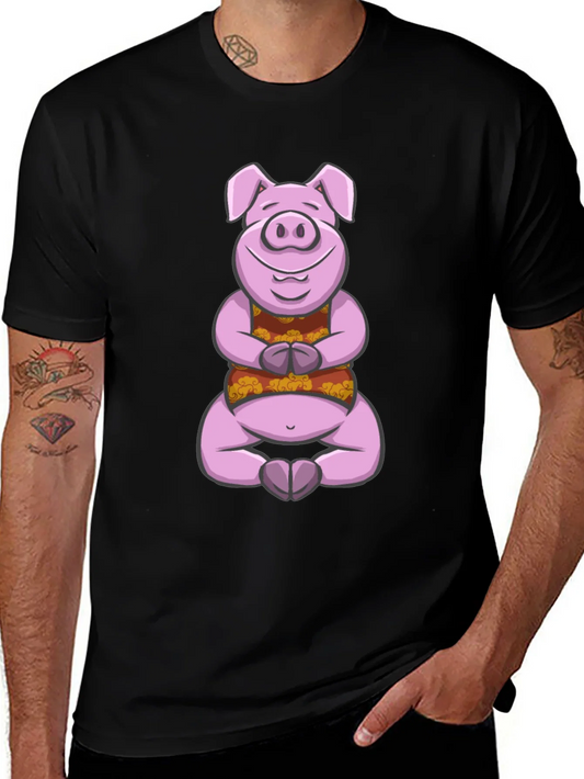 Rebbecca Meditating Pig T-Shirt - Zen Animal Design