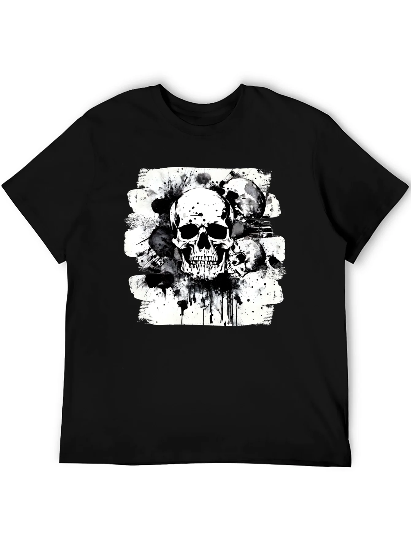 Camiseta Negra Estampado Calaveras