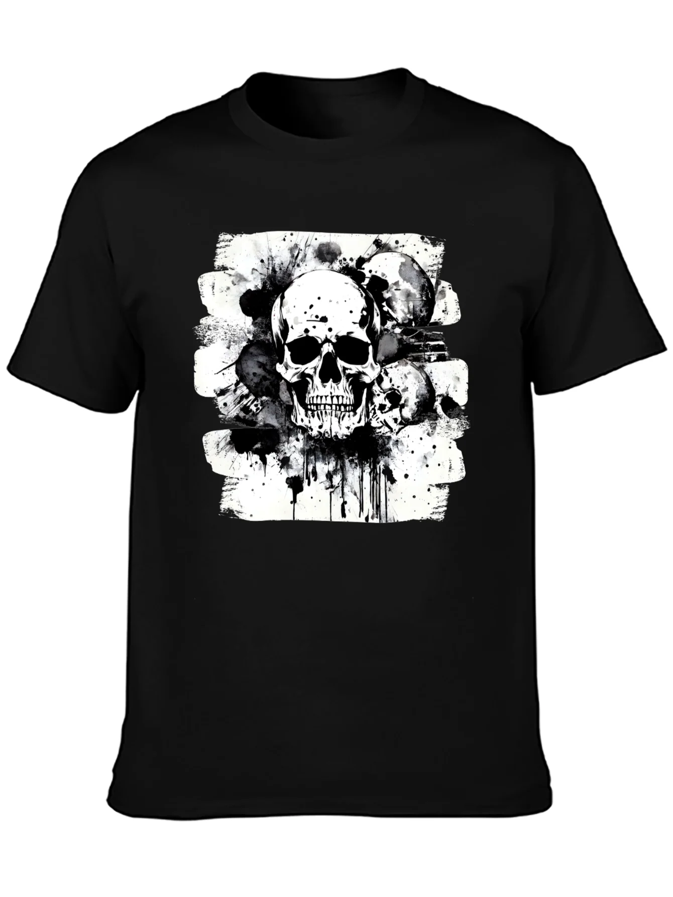Camiseta Negra Estampado Calaveras