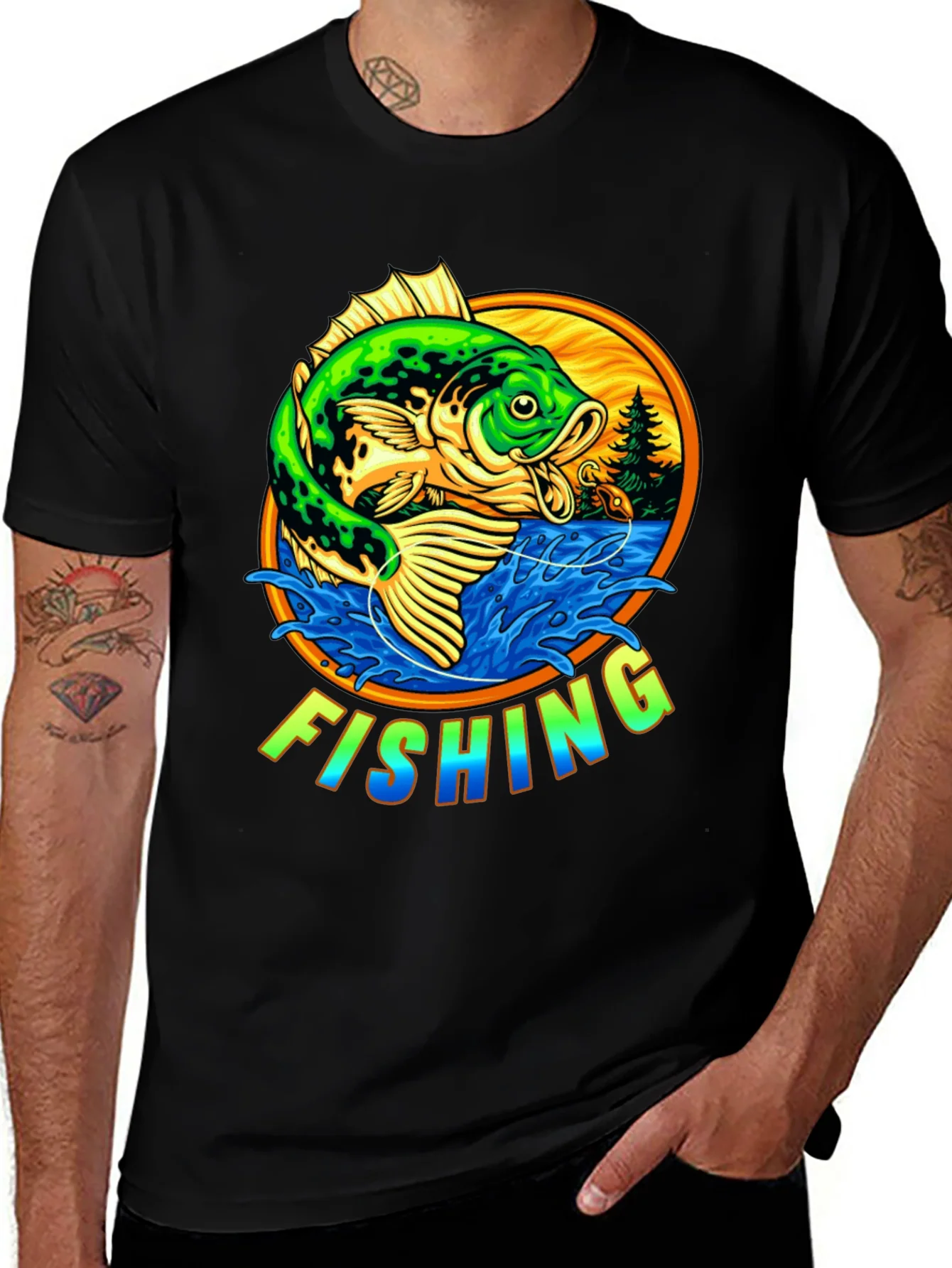 Rebbecca Fishing Graphic T-Shirt - Bass Design