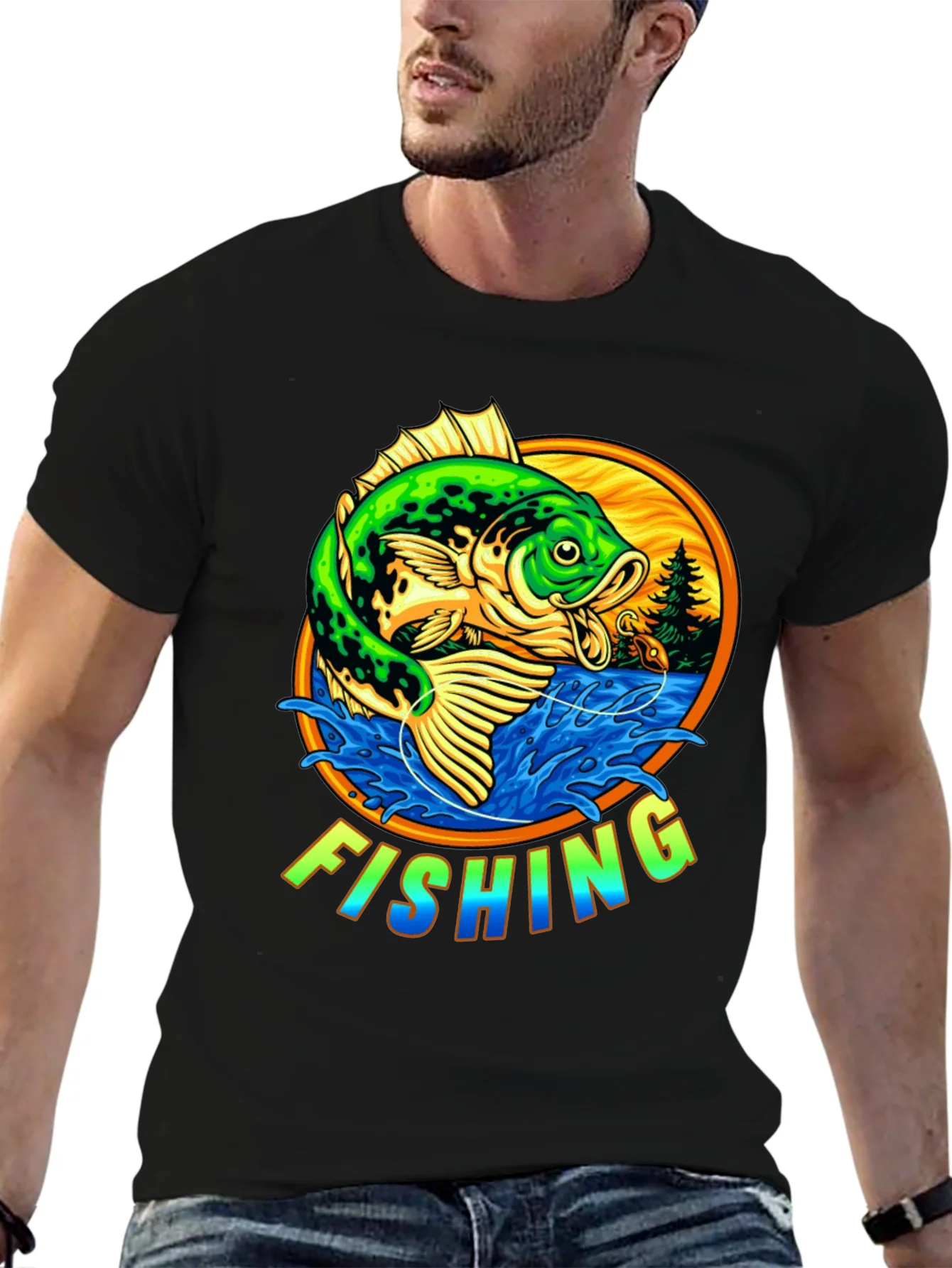 Rebbecca Fishing Graphic T-Shirt - Bass Design