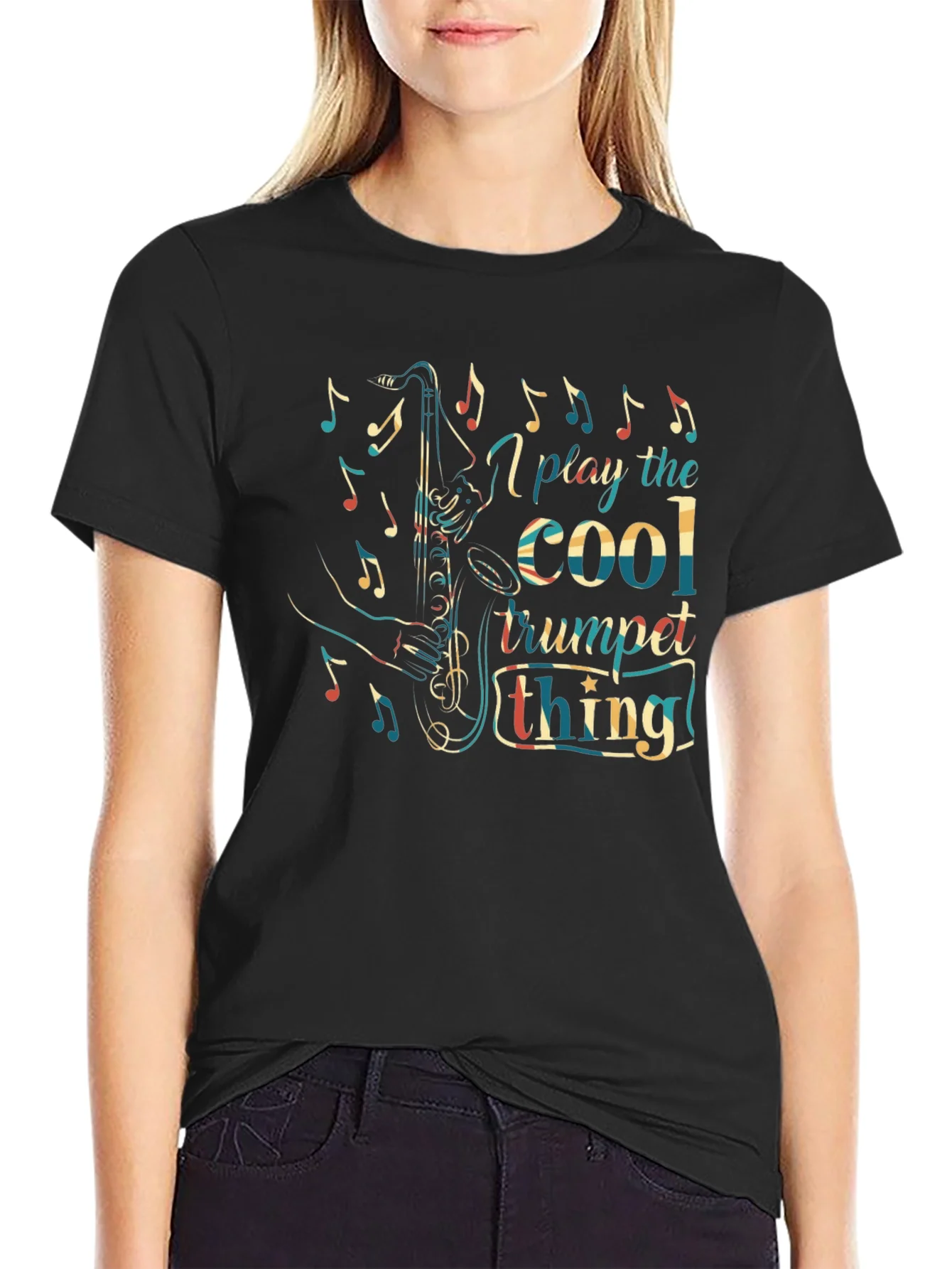 Camiseta Negra con Dise?o de Saxof¨®n Cool