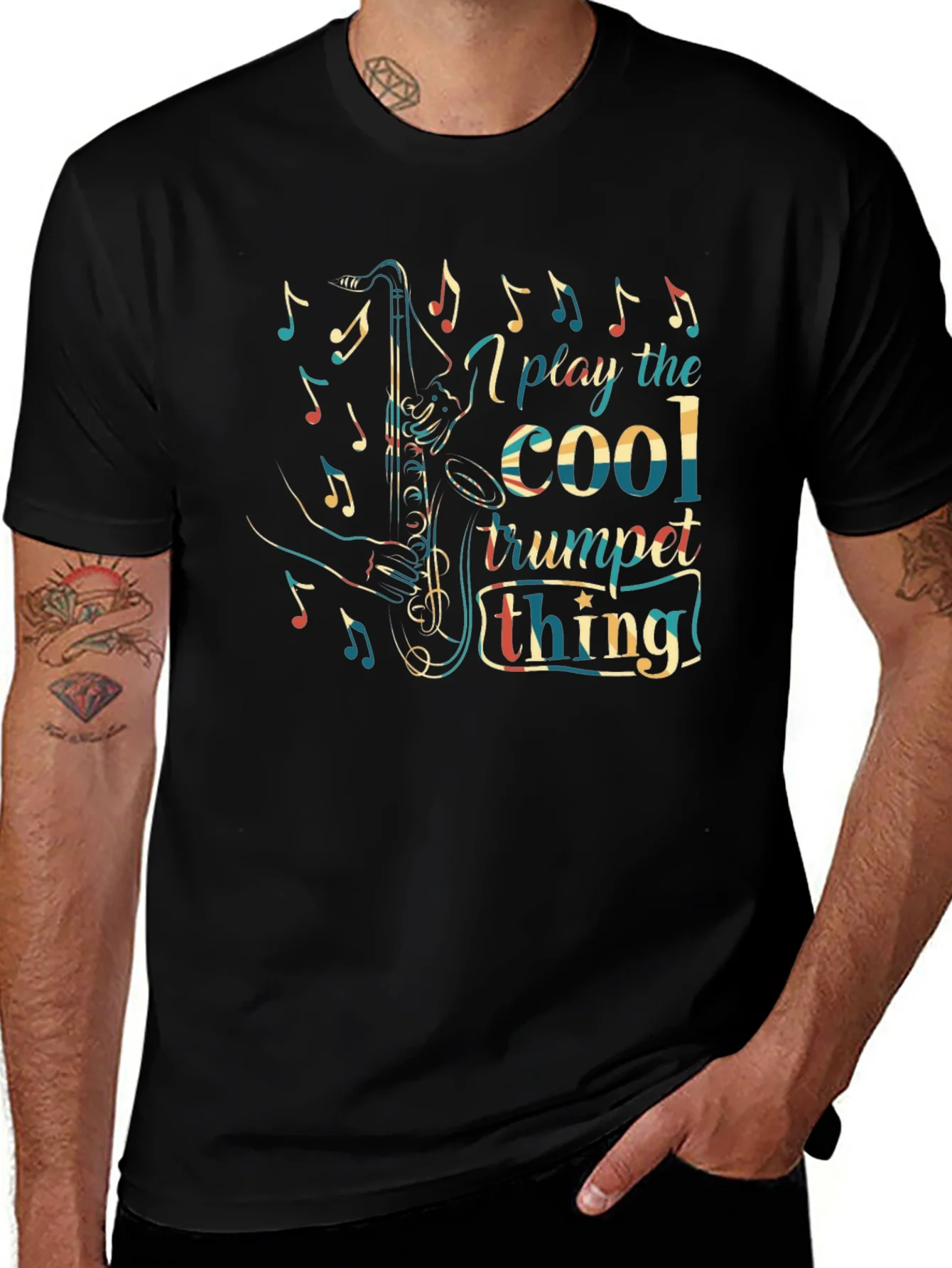 Camiseta Negra con Dise?o de Saxof¨®n Cool