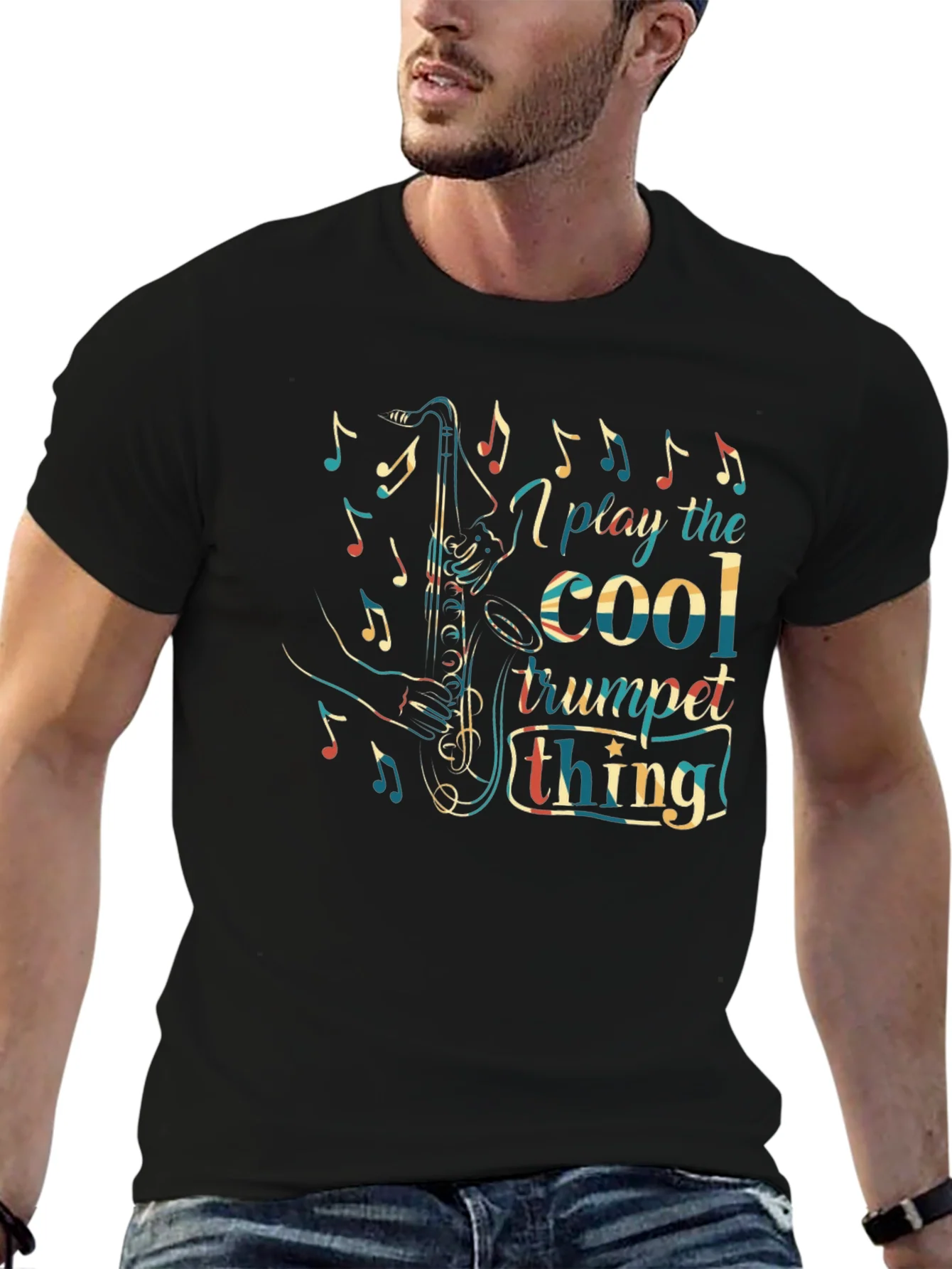 Camiseta Negra con Dise?o de Saxof¨®n Cool