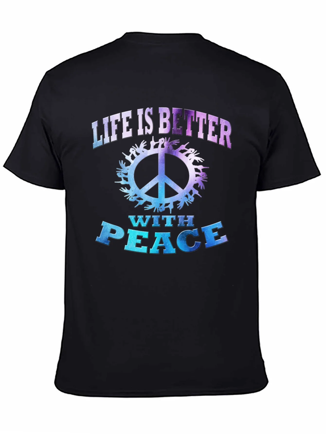 Camiseta Negra Unisex con Mensaje de Paz