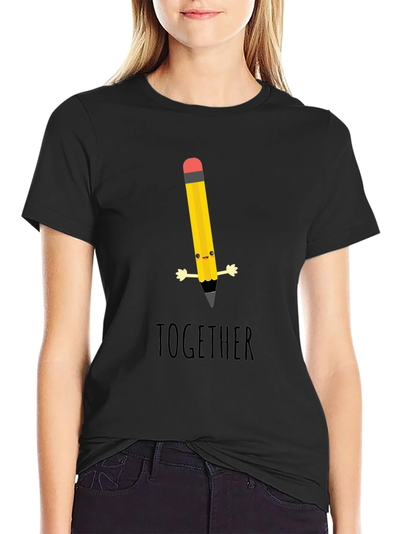 Rebbecca Cute Cartoon Pencil Together Graphic T-Shirt