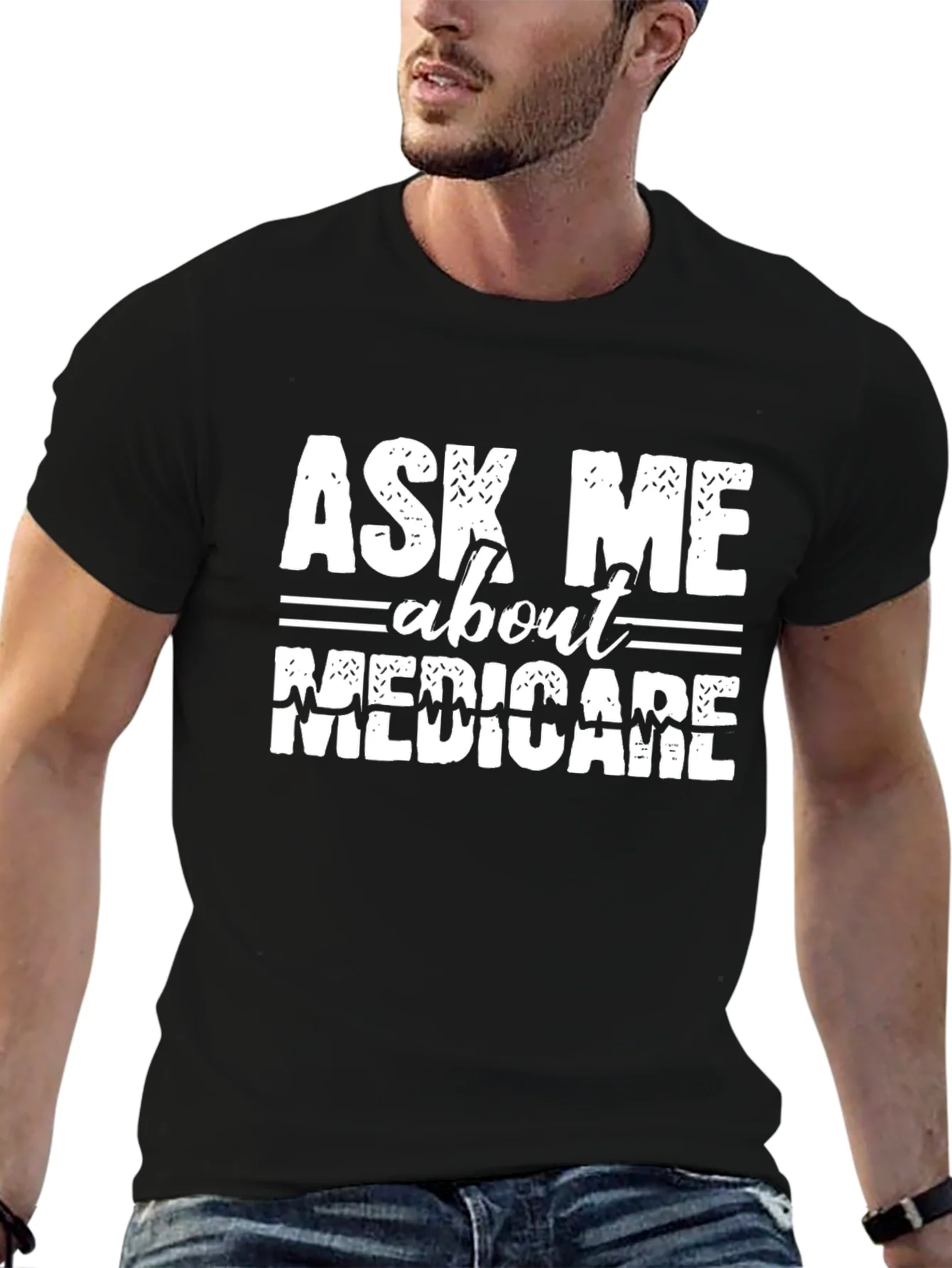 Camiseta Negra Ask Me About Medicare