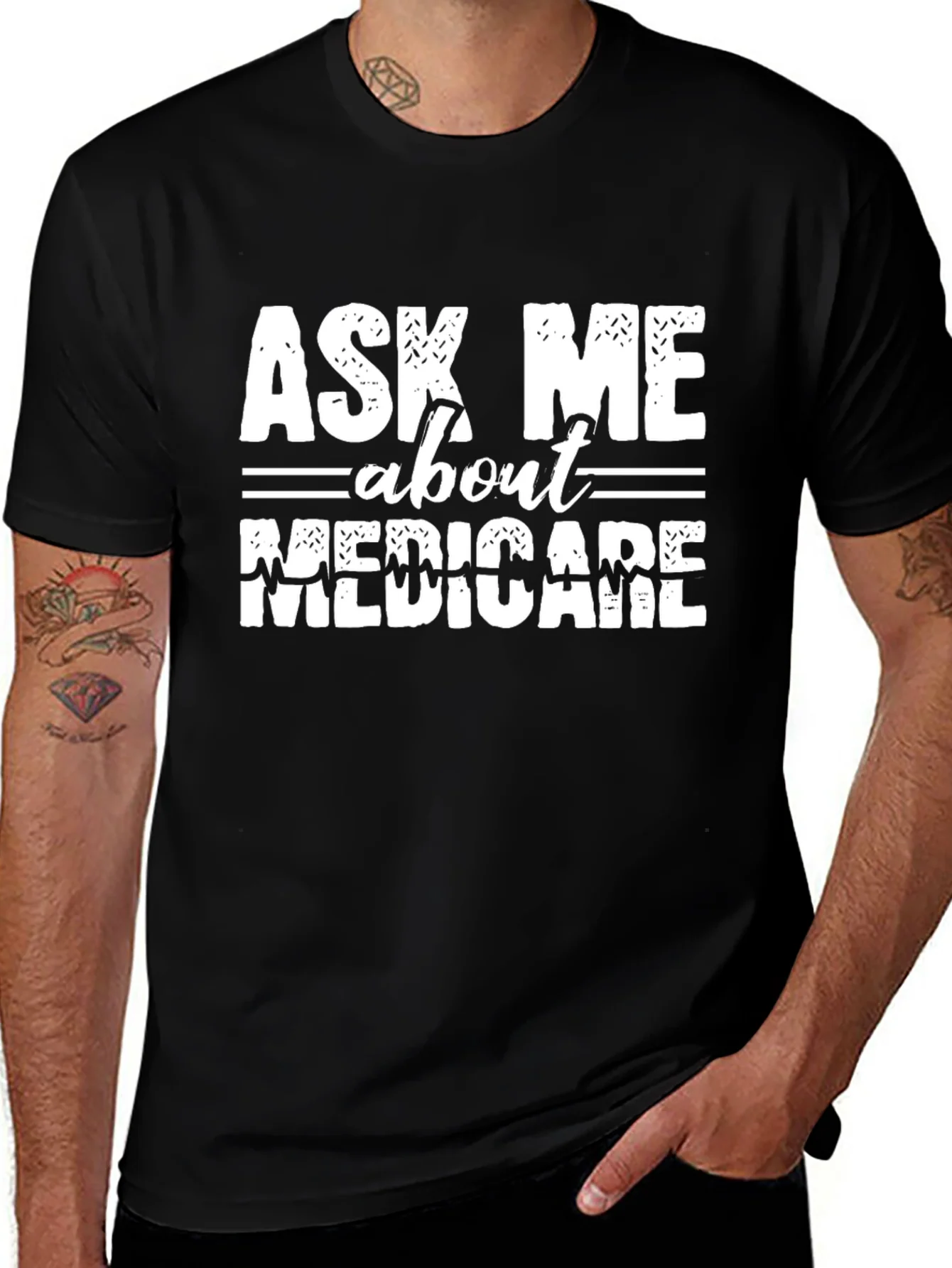 Camiseta Negra Ask Me About Medicare
