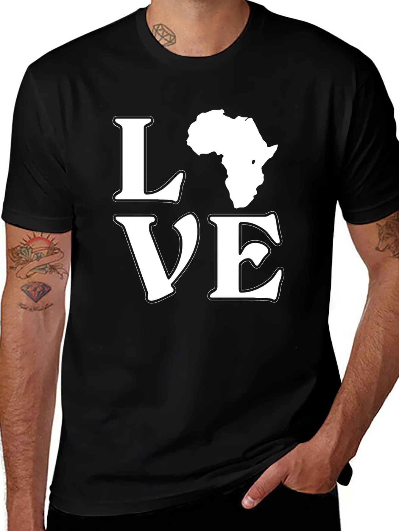 Camiseta Negra Love Africa para Hombre