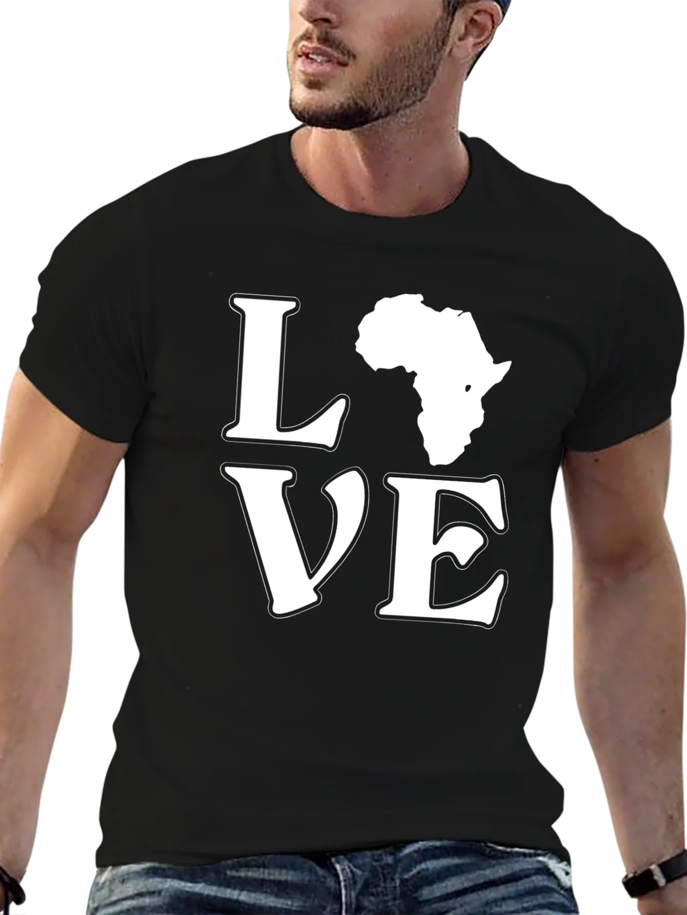 Camiseta Negra Love Africa para Hombre