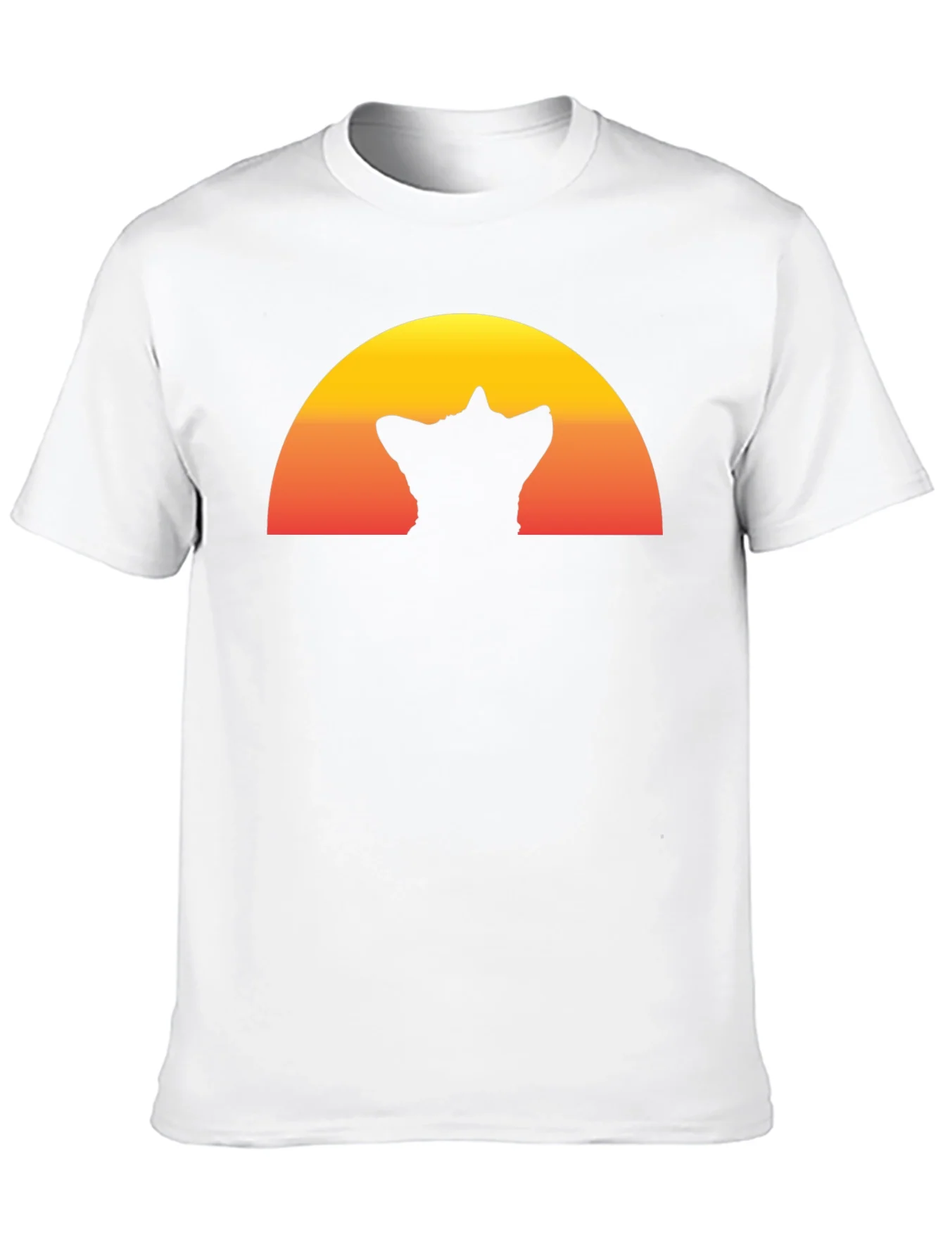 Camiseta Hombre Negra con Dise?o Atardecer y Silueta Gato