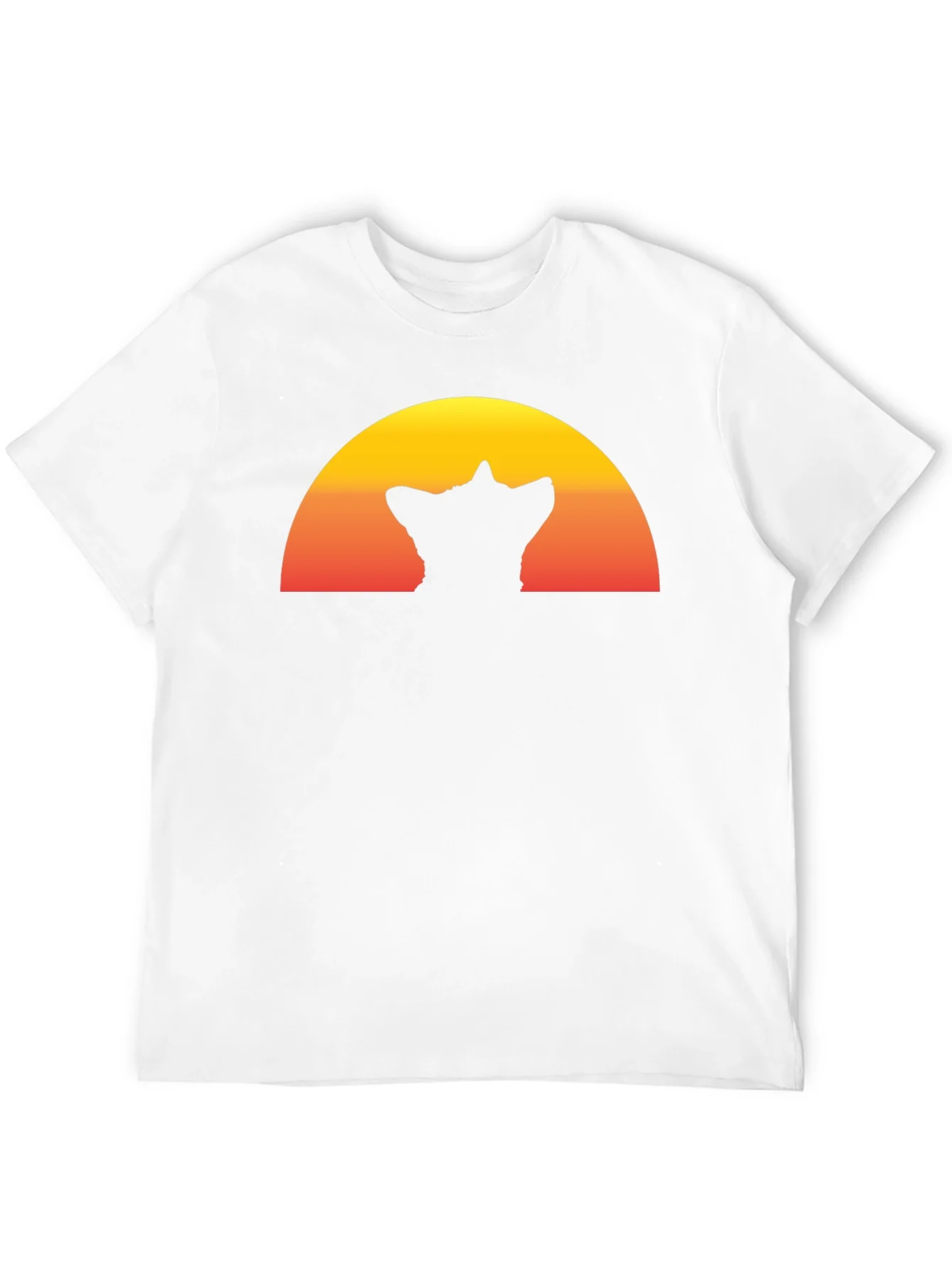 Camiseta Hombre Negra con Dise?o Atardecer y Silueta Gato