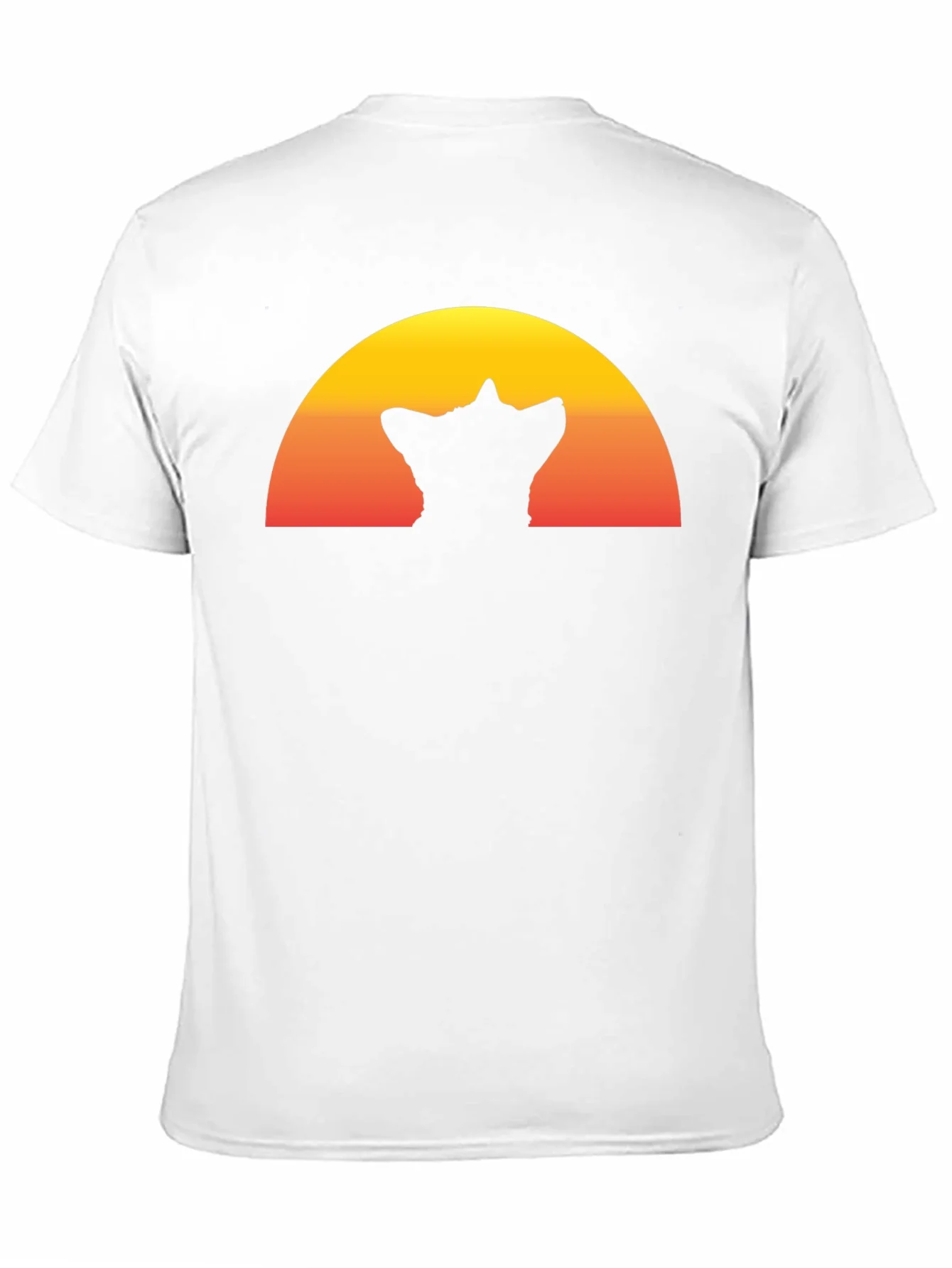 Camiseta Hombre Negra con Dise?o Atardecer y Silueta Gato