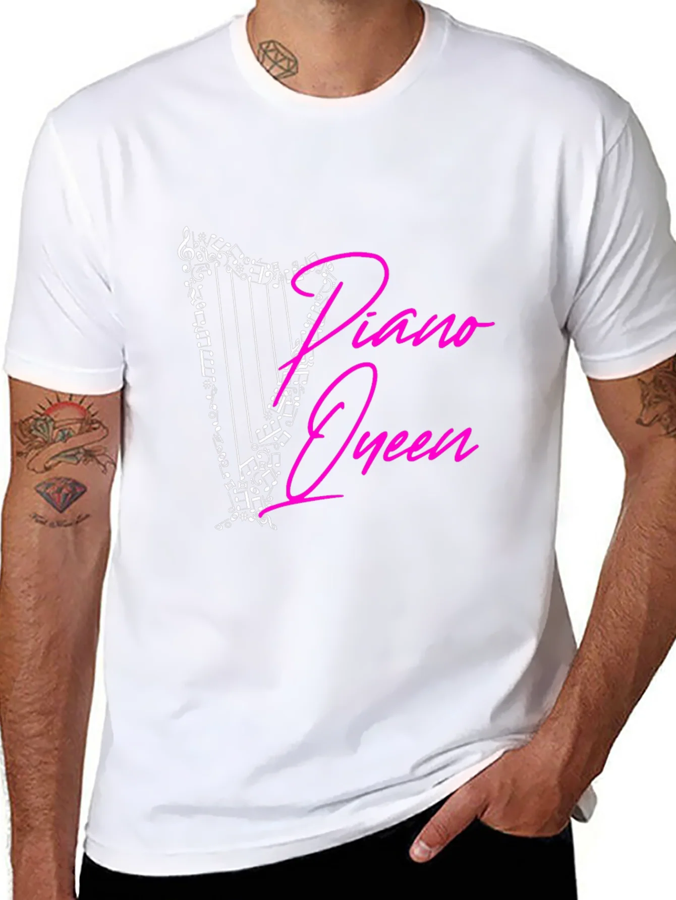 Rebbecca Piano Queen Harp Music Notes Graphic T-Shirt