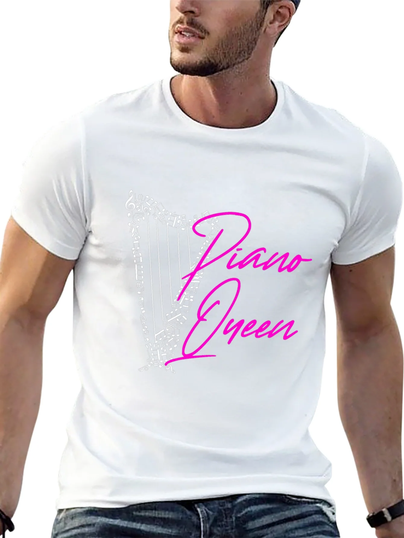 Rebbecca Piano Queen Harp Music Notes Graphic T-Shirt