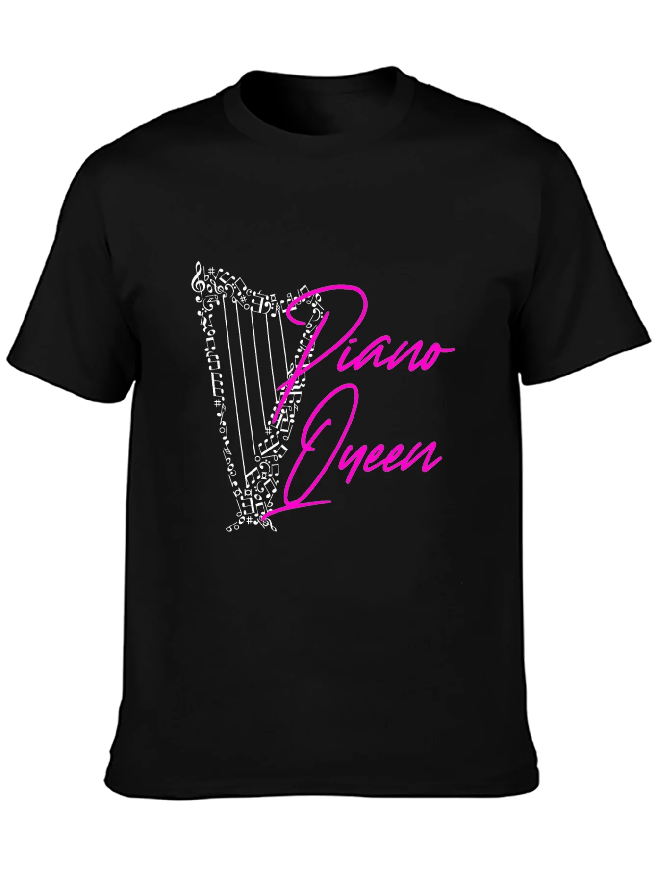 Rebbecca Piano Queen Harp Music Notes Graphic T-Shirt