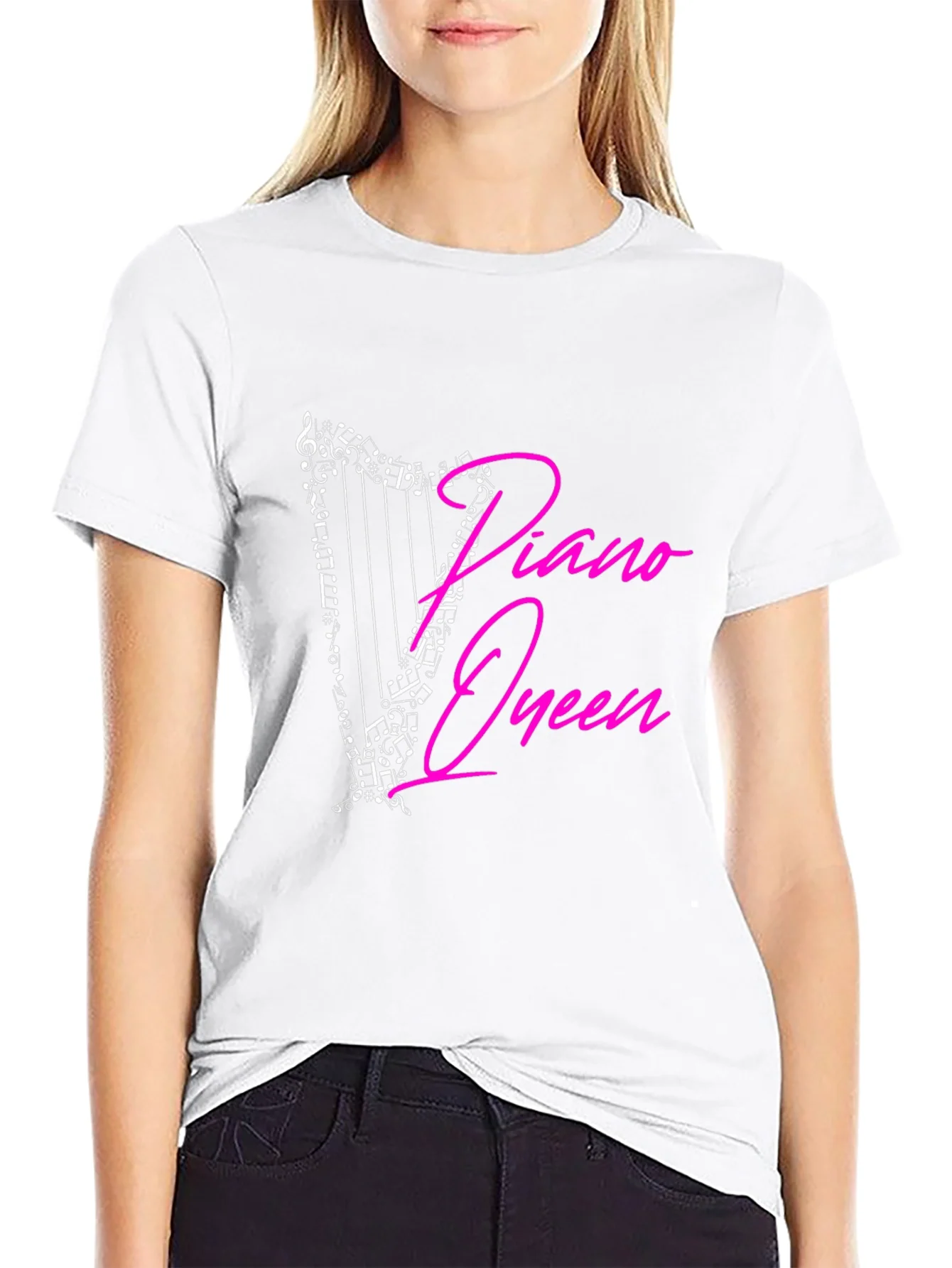 Rebbecca Piano Queen Harp Music Notes Graphic T-Shirt