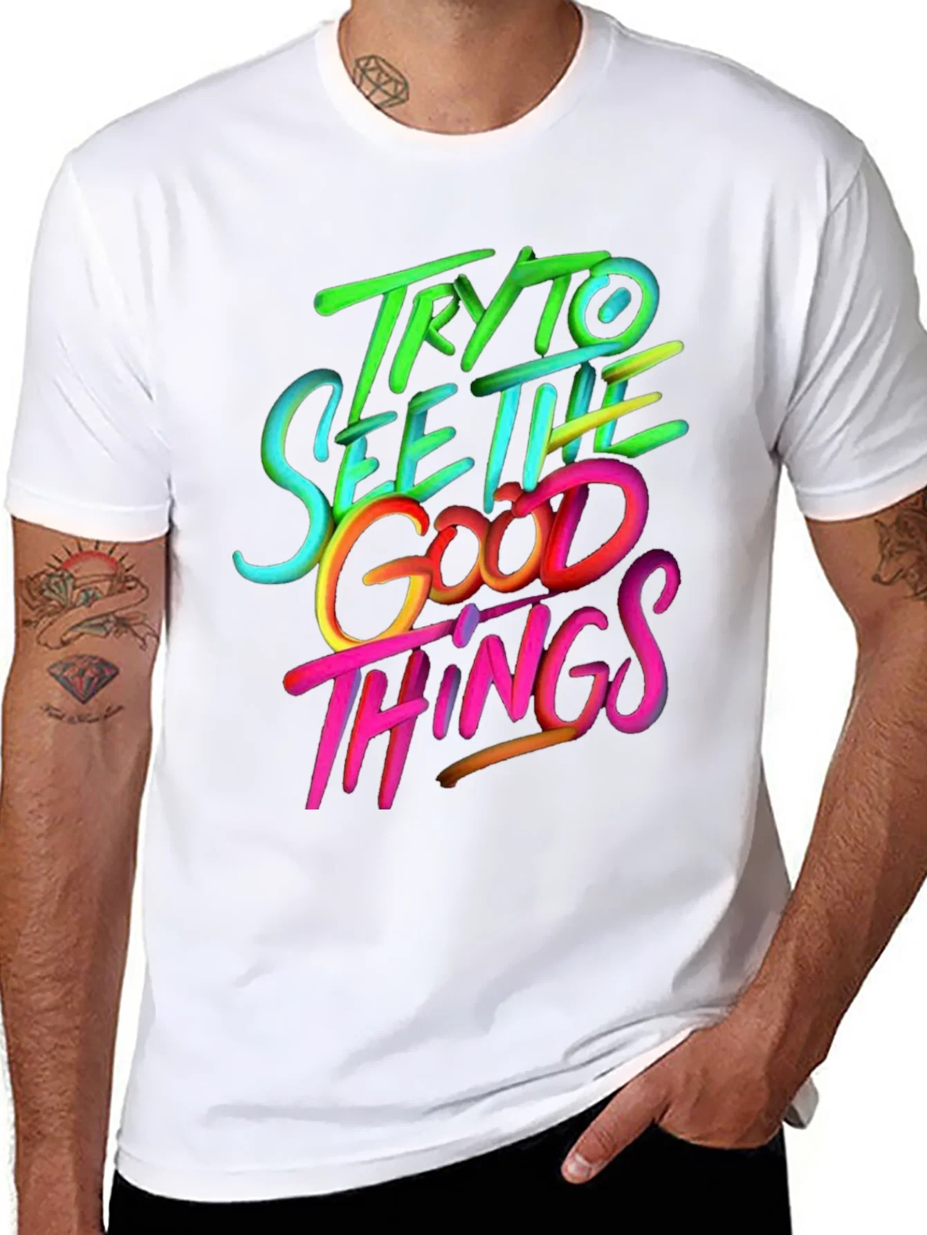 Rebbecca Try to See the Good Things Graphic T-Shirt