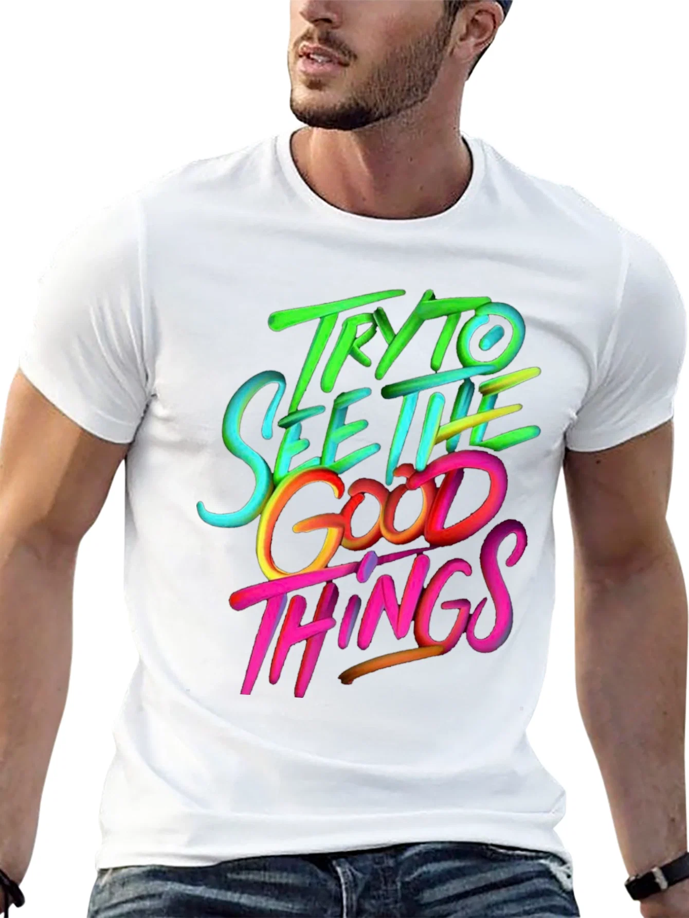 Rebbecca Try to See the Good Things Graphic T-Shirt