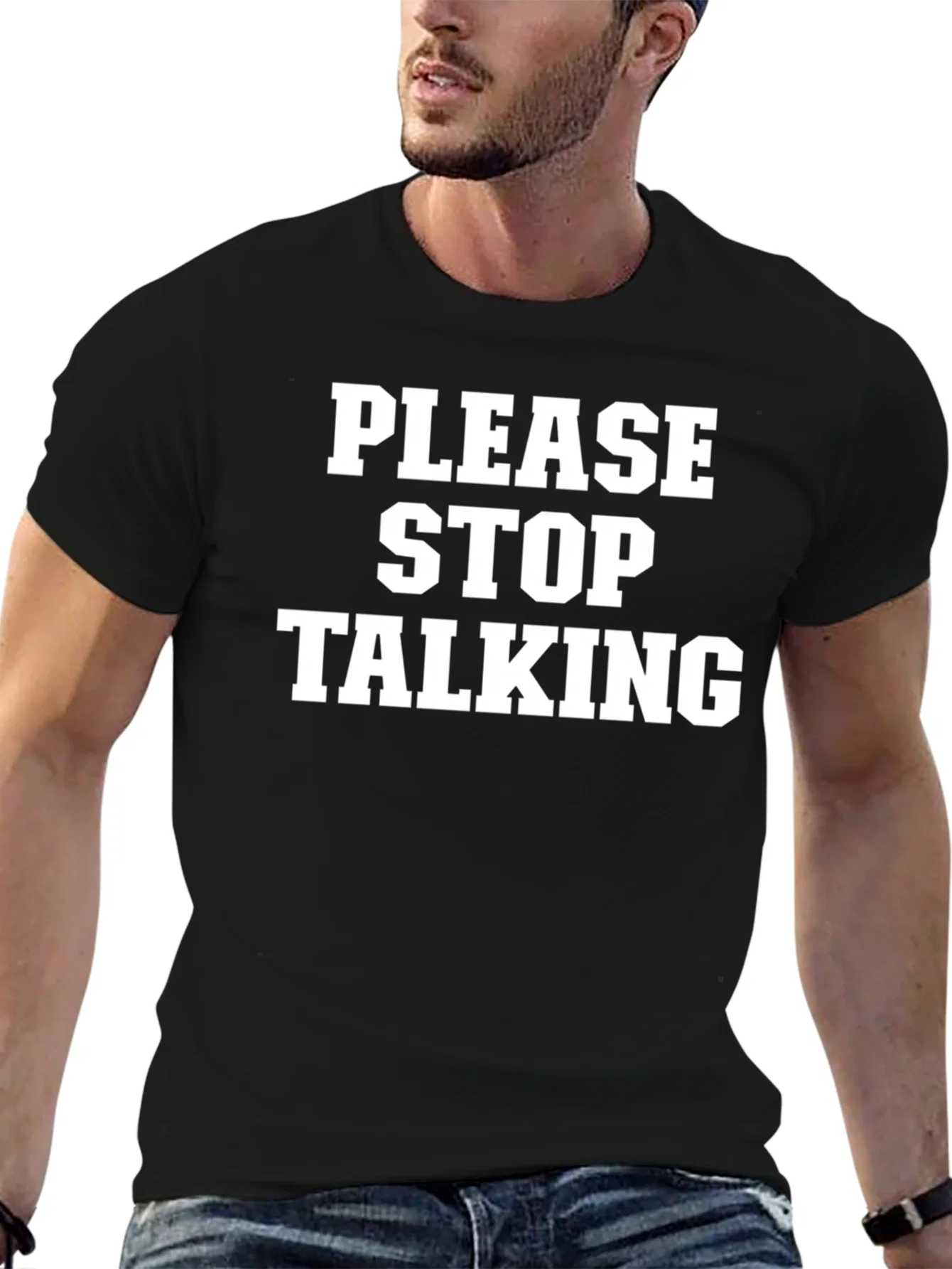 Rebbecca Please Stop Talking Graphic Tee - Black