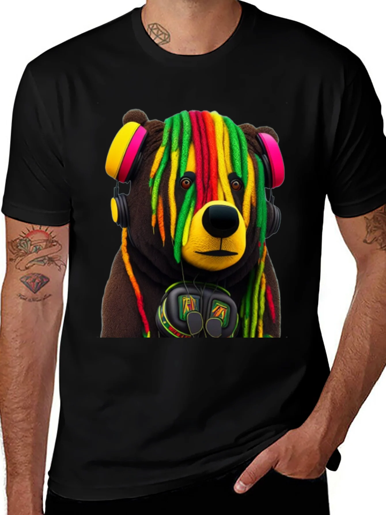 Rebbecca Rasta Bear Graphic Tee - Cool Streetwear