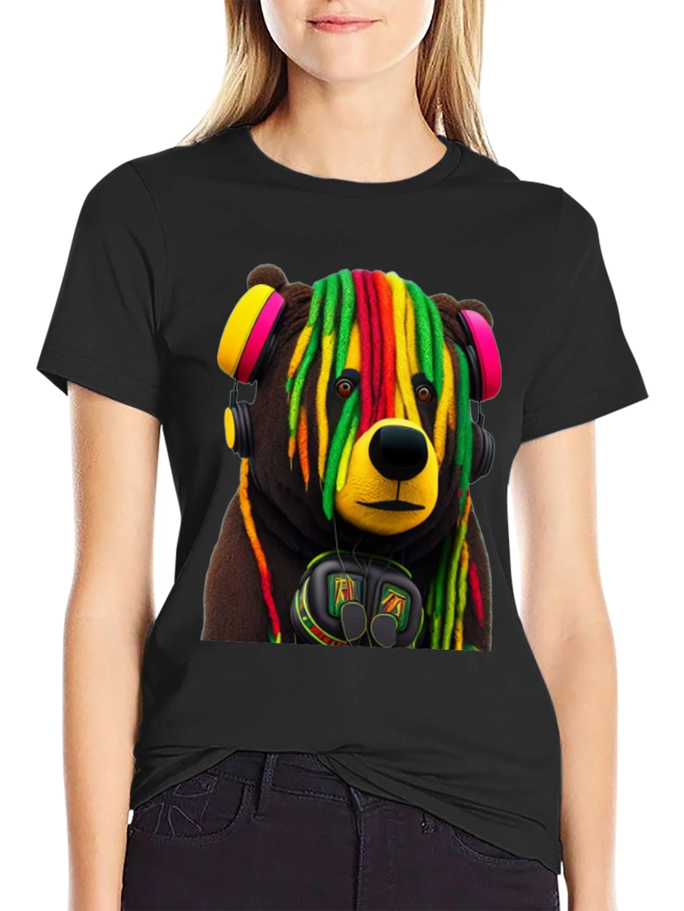 Rebbecca Rasta Bear Graphic Tee - Cool Streetwear